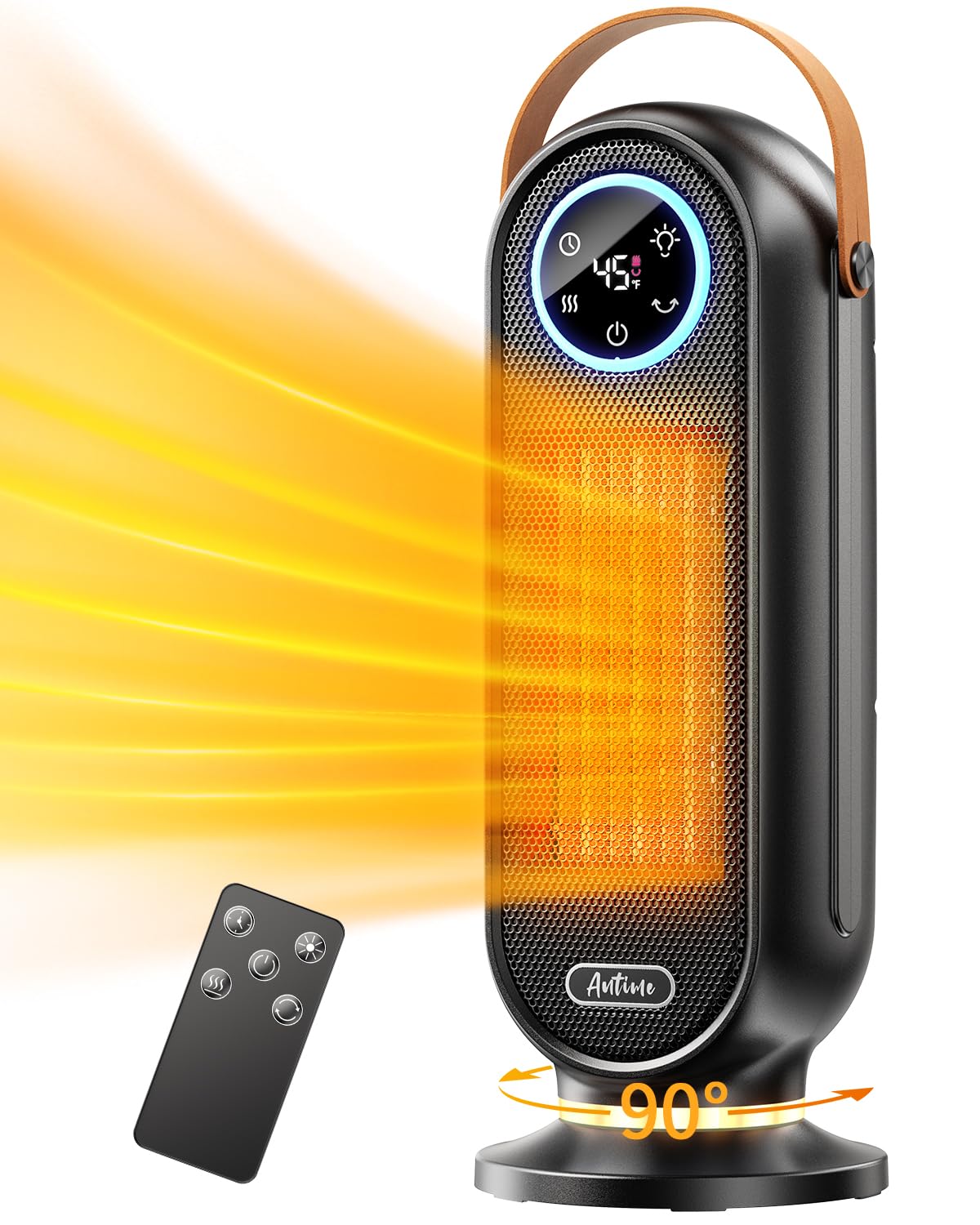 16 Inch Portable Electric Space Heater - 1500W Fast Heating with Thermostat, 90° Oscillation & 12H Timer - Ultra-Quiet & Safe Indoor Heater for Bedroom, Office - Remote Control Included | Perfect for Winter Warmth & Energy Efficient Home Heating