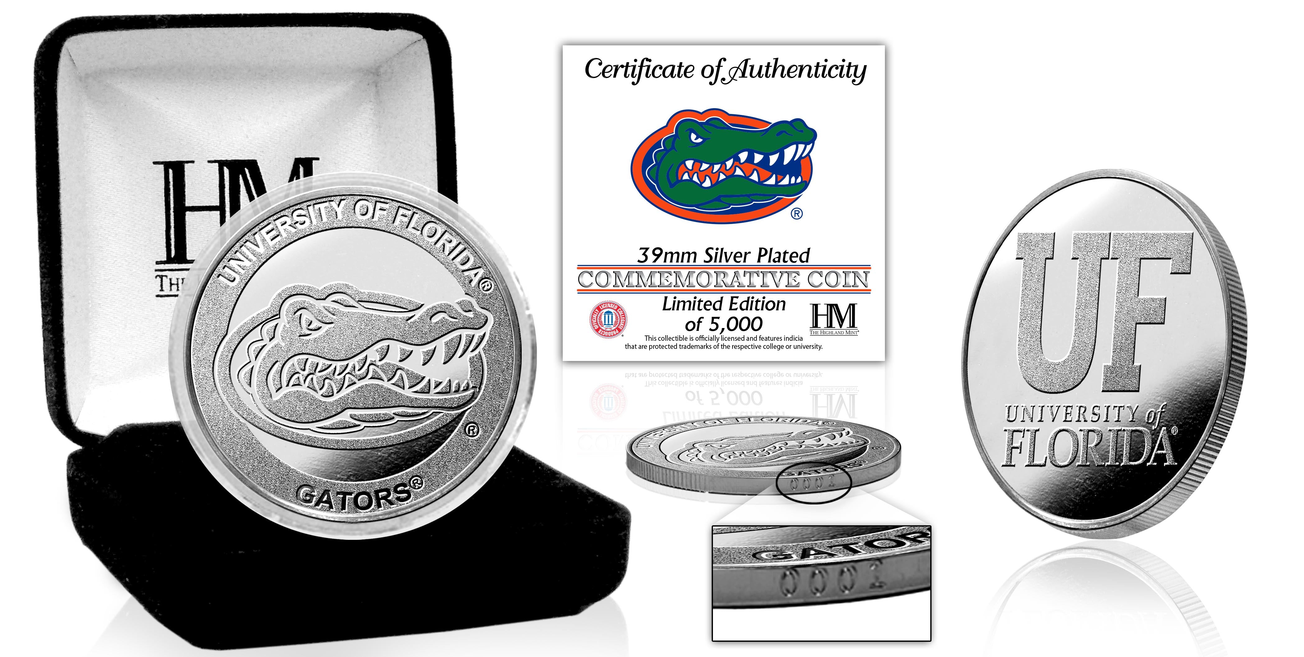 Official University of Florida Gators Commemorative Silver Mint Coin - Collectible NCAA Memorabilia for Alumni, Fans & Sports Enthusiasts - Perfect for Display, Gifts & UF Memorabilia Collections