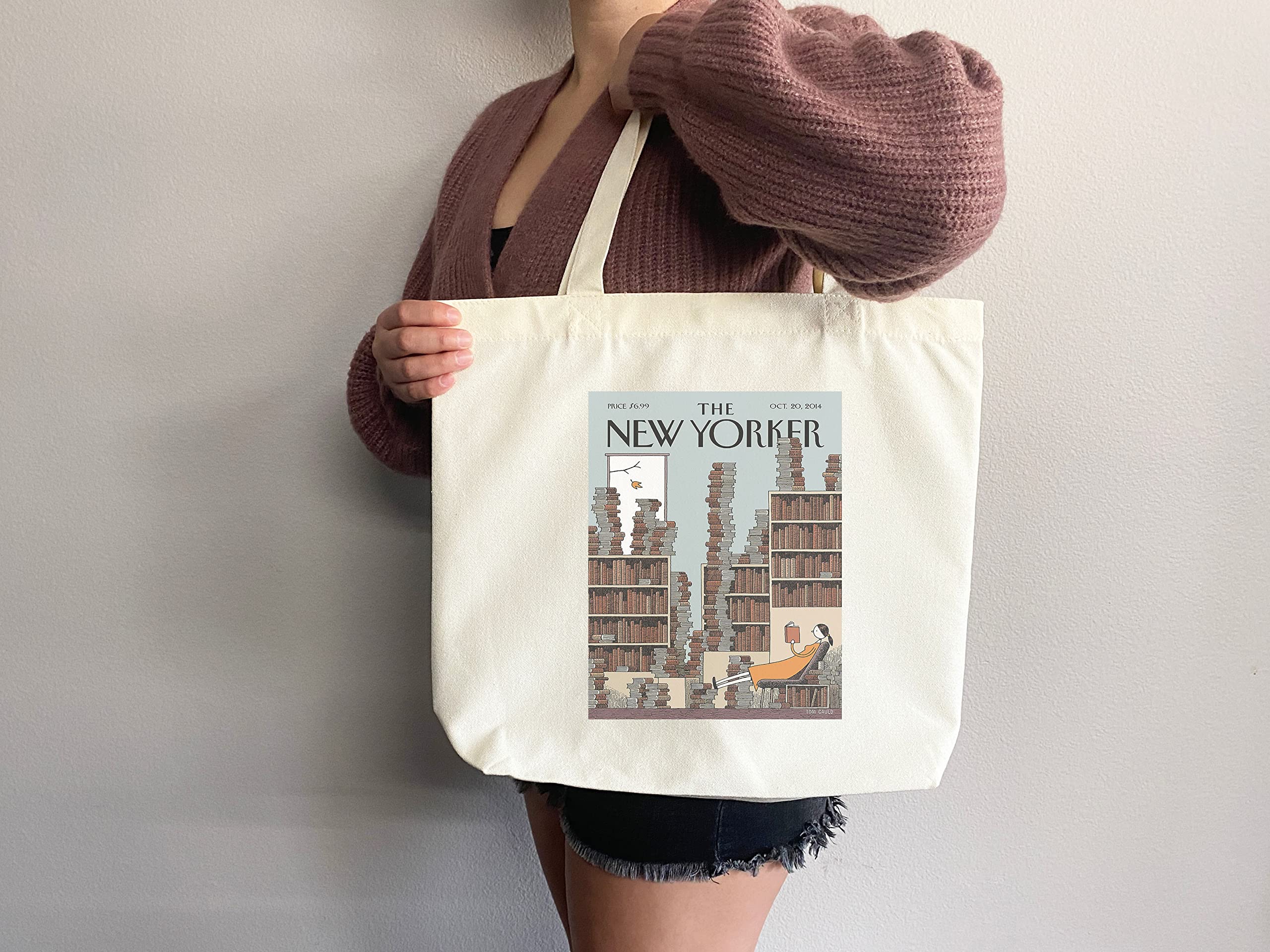 Stylish New Yorker Magazine Tote Bag - Artistic NYC Themed Canvas Shopper for Everyday Use, Work, Grocery Shopping & Beach Trips