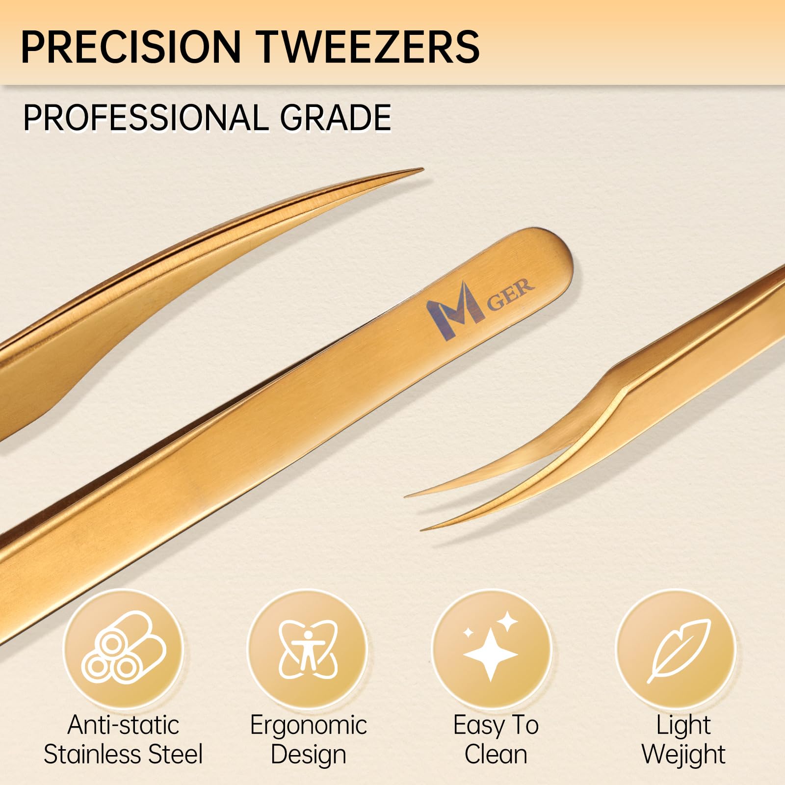 Professional Eyelash Extension Tweezers - Hand Calibrated Dolphin-Shaped Tip for Precise False Lash Application (Gold) | Perfect for Salon, Home Use & DIY Lash Artists