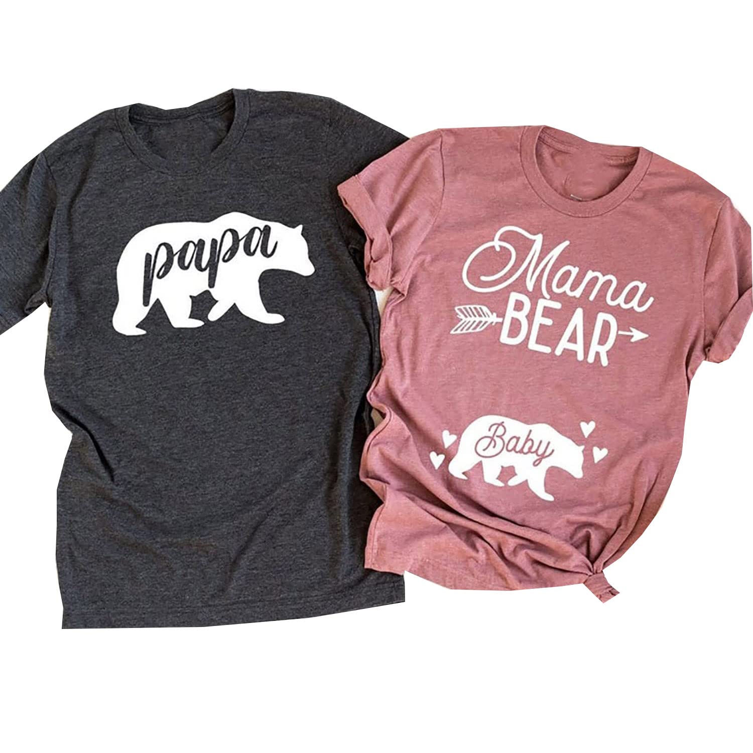 Papa Bear Mama Bear Baby Bear Matching Family T-Shirts - Funny Pregnancy Announcement Couples Shirts for Expecting Parents - Gender Reveal, Baby Shower & Maternity Photoshoot Outfits