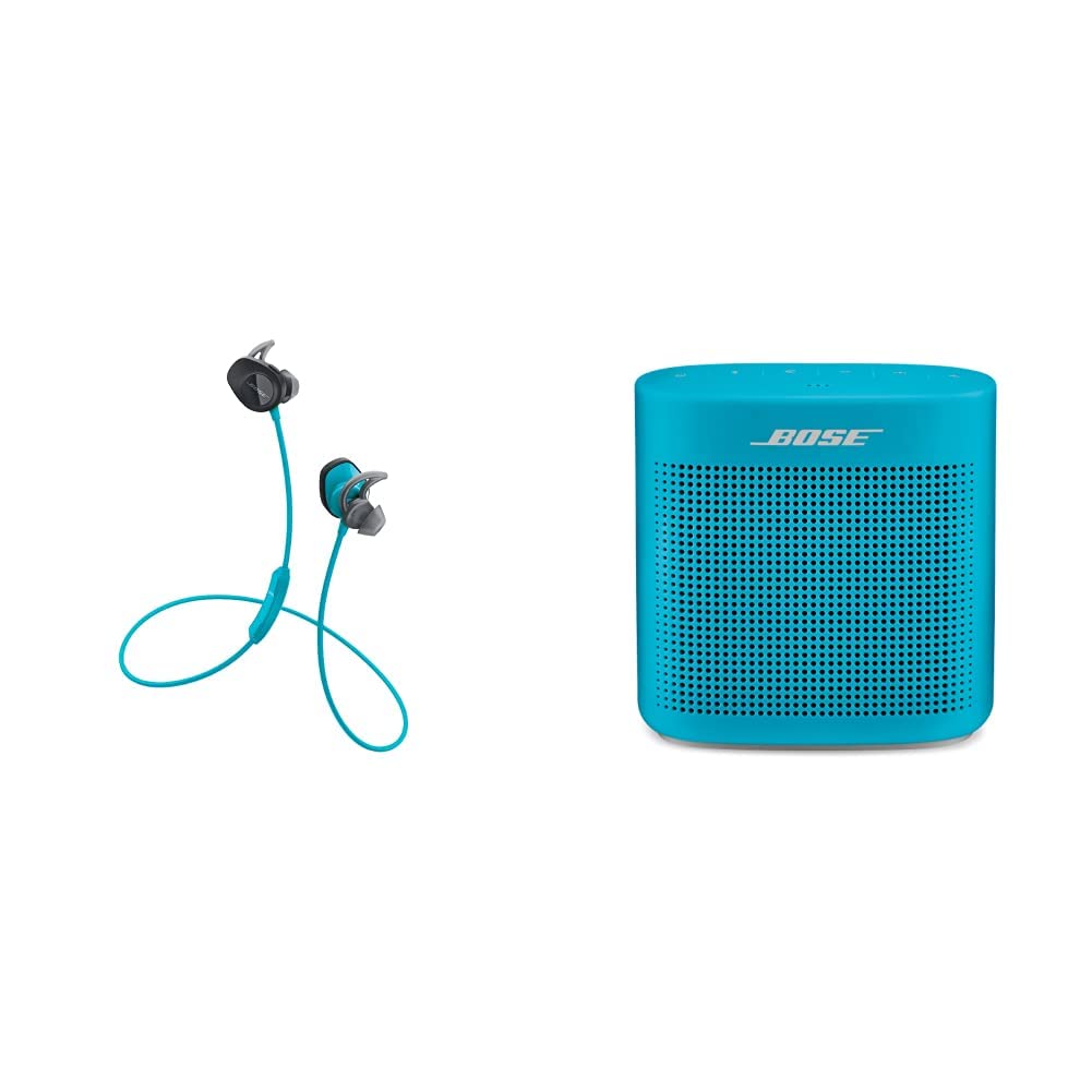 Bose SoundSport Wireless Sweat-Resistant In-Ear Headphones & SoundLink Color II Portable Bluetooth Speaker with Microphone - Aqua Blue | Gym, Running, Outdoor, Travel, Home Use