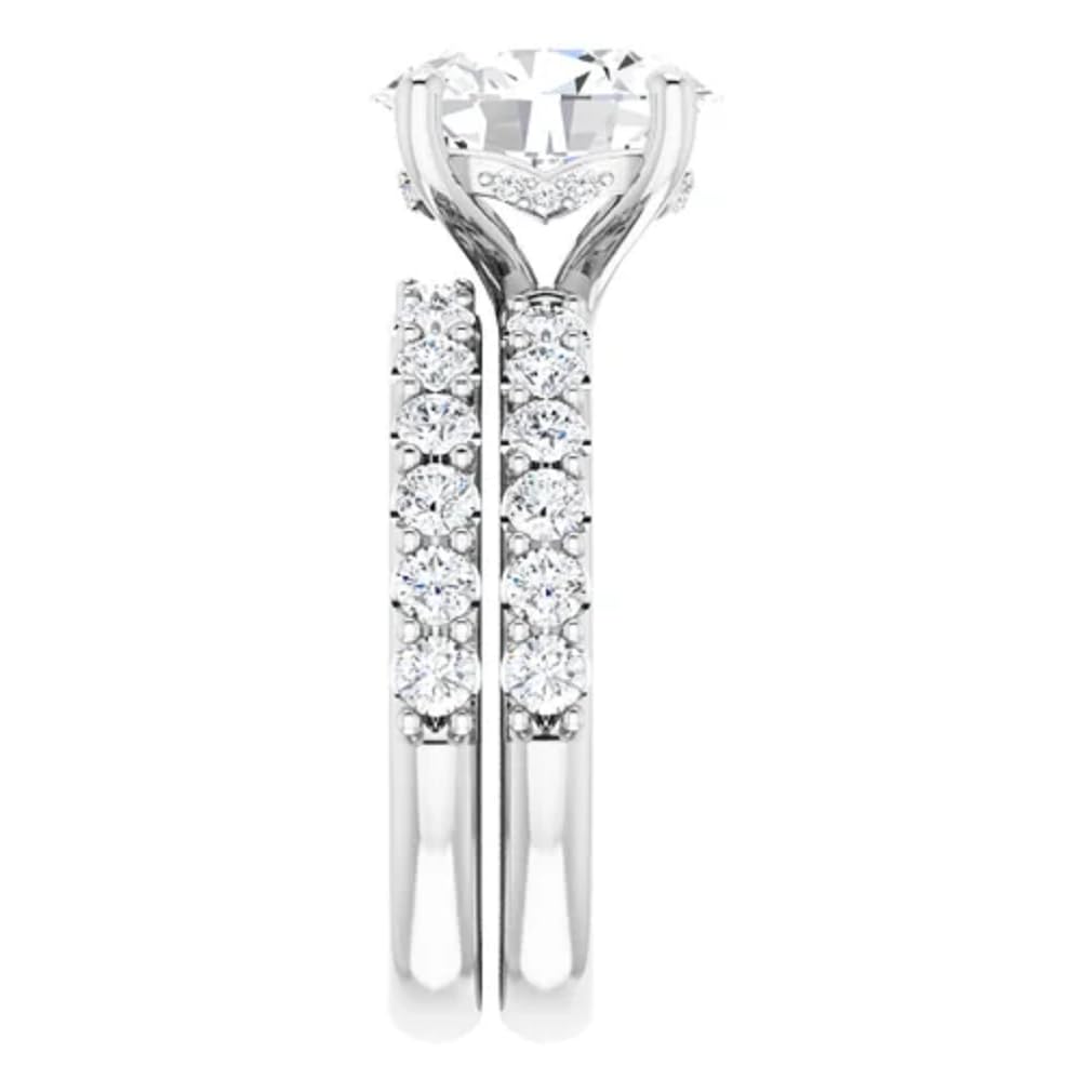 2 CT Oval Colorless Moissanite Engagement Ring Set for Women - Sterling Silver Wedding Bridal Ring Set with Solitaire Prong - Anniversary Promise Gift for Her - Perfect for Proposals, Weddings & Special Occasions