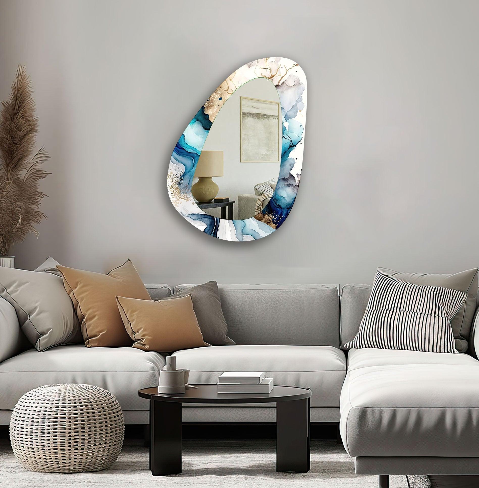 Modern Asymmetrical Wall Mirror - Unique Decorative Mirror for Living Room, Bedroom, Entryway - Adds Contemporary Style to Any Space