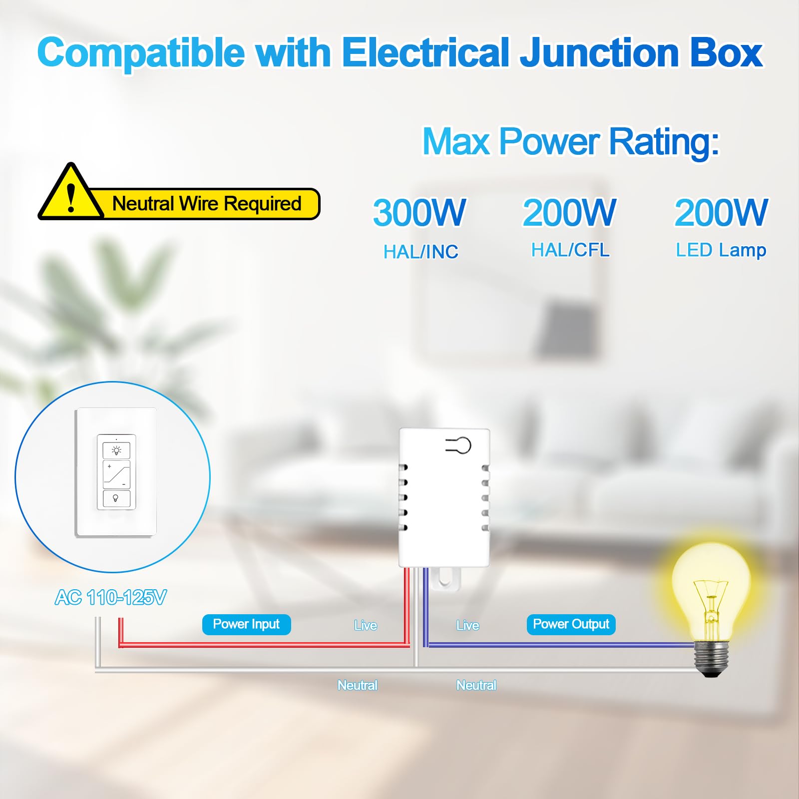 Smart Wireless Light Switch & Receiver - Alexa Compatible Remote Dimmer Switch for Ceiling Lights, Fans & Lamps | Easy Home Automation & Smart Lighting Control (Perfect for Bedrooms, Living Rooms & Home Offices)