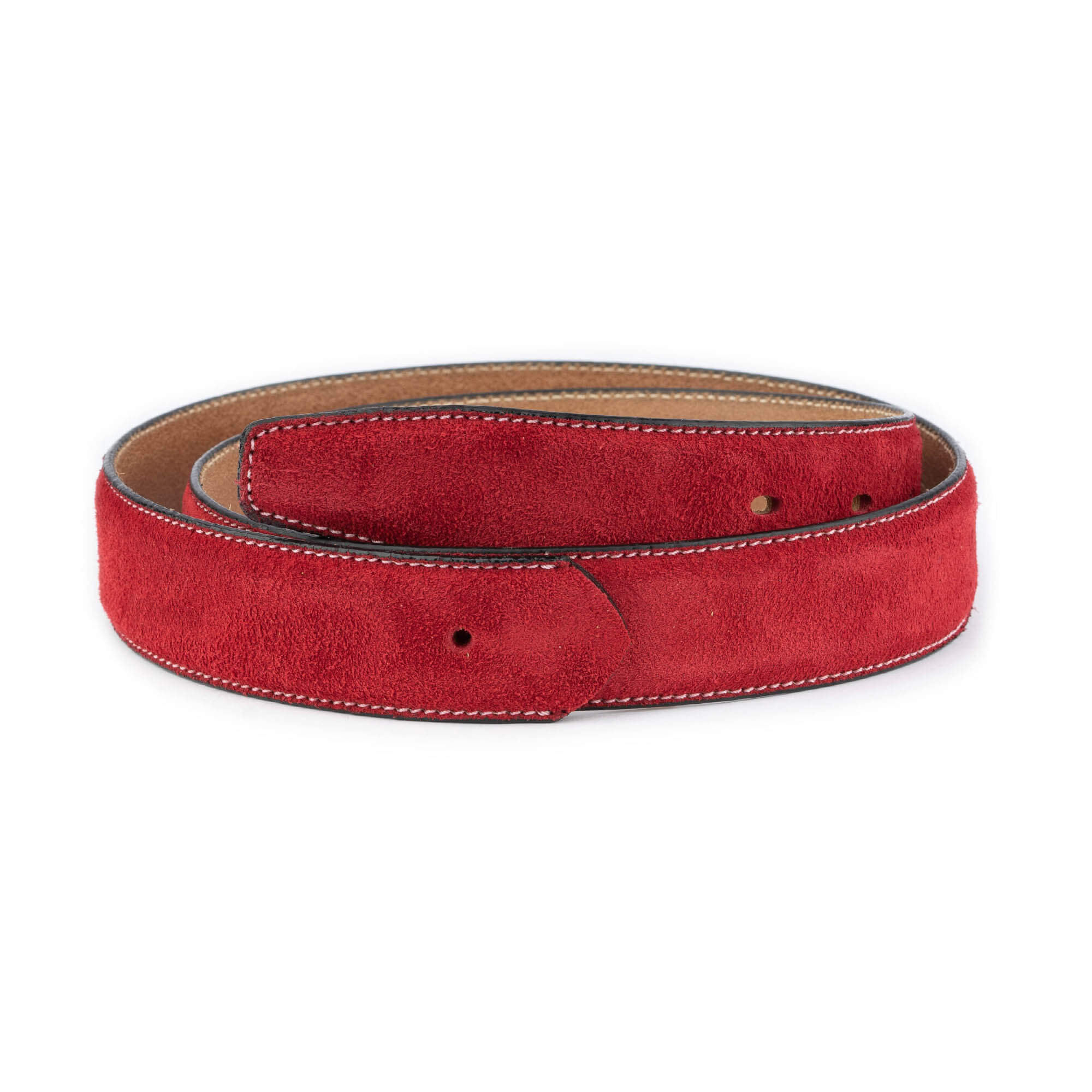 Women's Red Suede Leather Belt Strap - Replacement for Dunhill Buckles | Fashion Accessory for Office, Party & Everyday Wear