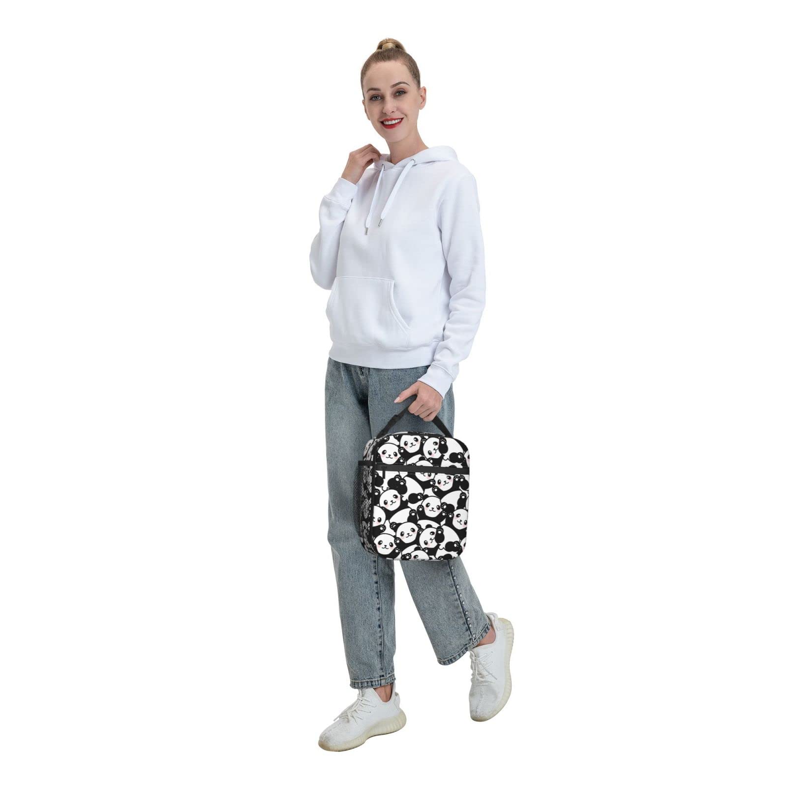 Eco-Friendly Reusable Panda Lunch Bag for Women & Men - Insulated Leakproof Lunch Tote for Office, School & Picnic - Cute Cartoon Panda Design Lunch Box for Adults, Teens & Kids - Perfect for Work, School, Travel & Outdoor Activities
