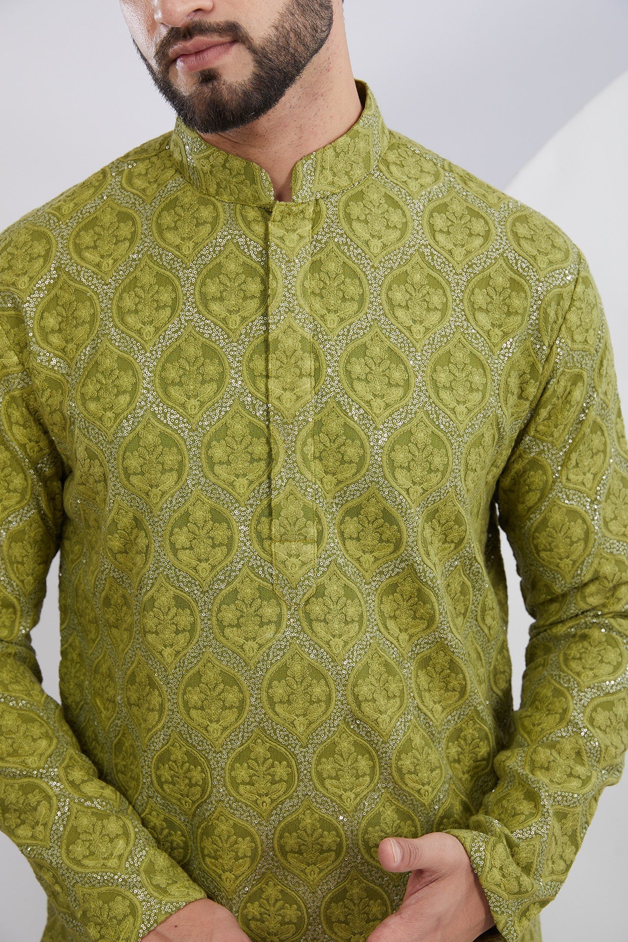 Mehndi Green Embroidered Kurta for Women - Traditional Indian Cotton Tunic Top with Handcrafted Designs - Perfect for Festivals, Weddings & Cultural Events