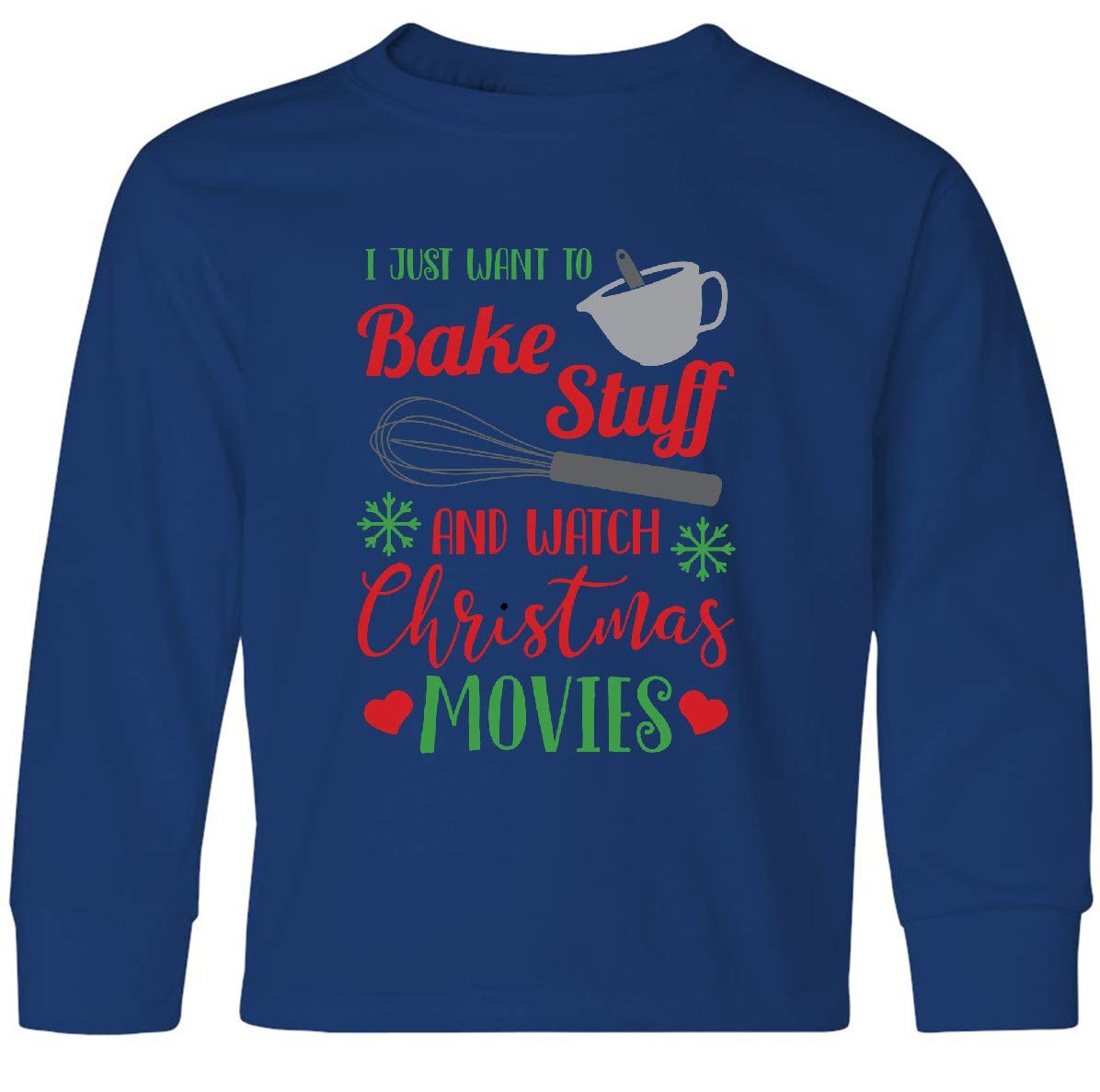 Inktastic 'I Just Want to Bake Stuff and Watch Youth' Funny Baking Lover Long Sleeve T-Shirt - Perfect for Baking Enthusiasts, Home Cooks, and Relaxing Weekends