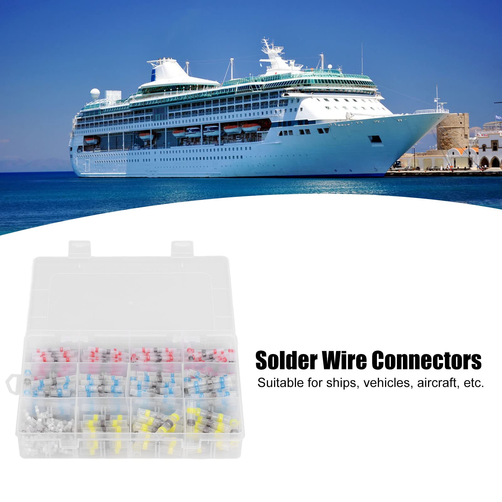 270Pcs Heat Shrink Solder Seal Wire Connectors - 2:1 Shrink Ratio, Insulated Butt Terminals for Electrical Repairs & Automotive Wiring