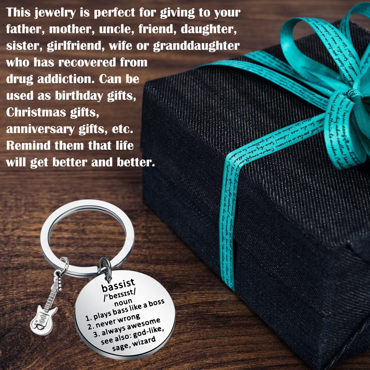 TIIMG Bassist Essential Keychain - Perfect Gift for Bass Guitar Players & Rock Band Musicians - Durable Metal Keychain with Bass Player Definition - Ideal for Music Lovers, Band Members & Concert Goers