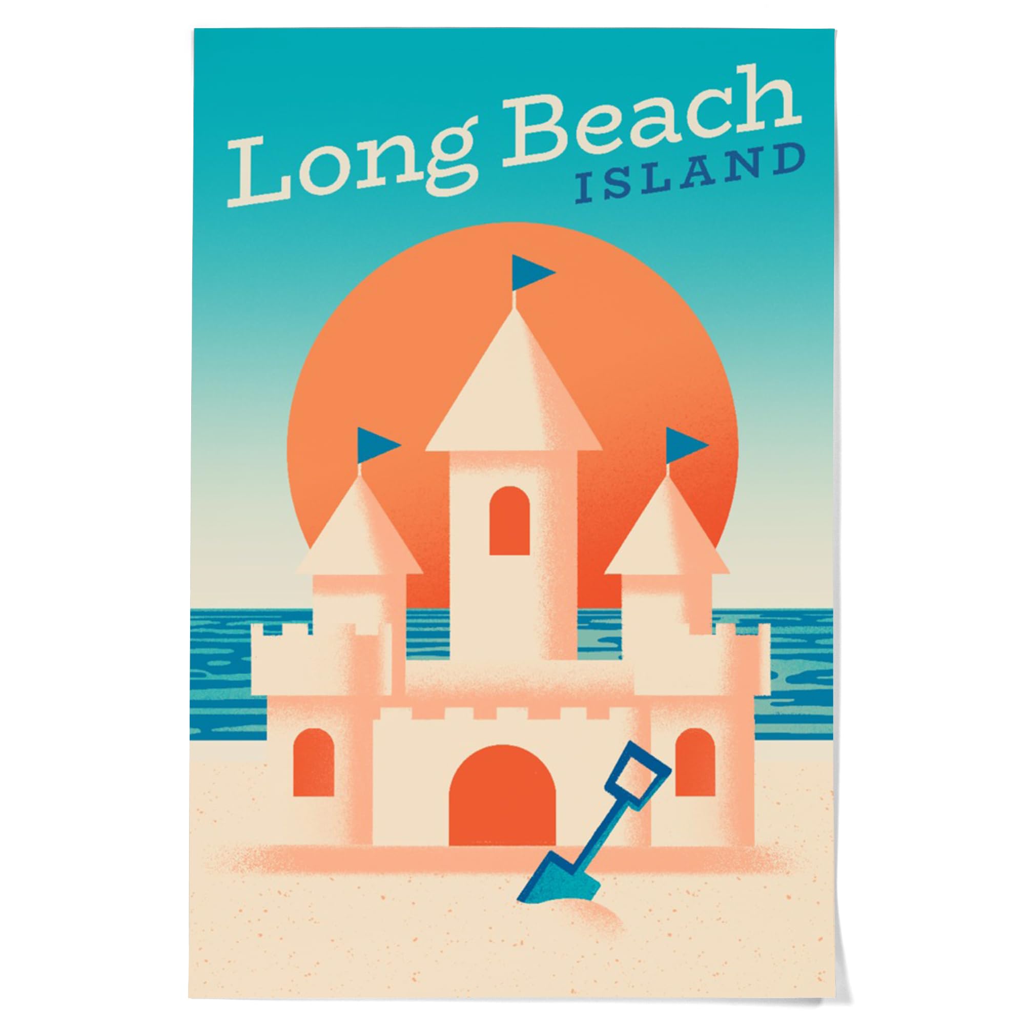 Lantern Press 36x54 Inch Giclee Art Print - Long Beach Island New Jersey Coastal Wall Decor | Sun-faded Shoreline Collection with Sand Castle | Perfect for Beach House, Living Room & Office Decor