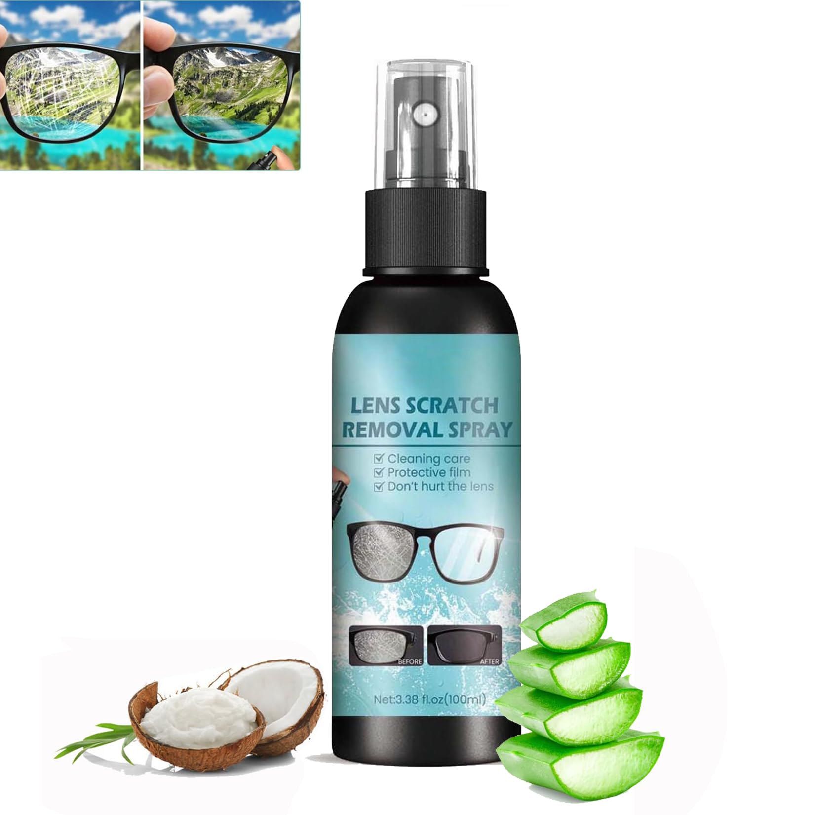 Lens Scratch Removal Spray - Eyeglass & Windshield Glass Repair Liquid - Glasses Cleaner for Sunglasses & Screens - Scratch Repair Solution (1PC) - Perfect for Eyeglass Maintenance, Phone Screen Protection & Car Windshield Repair