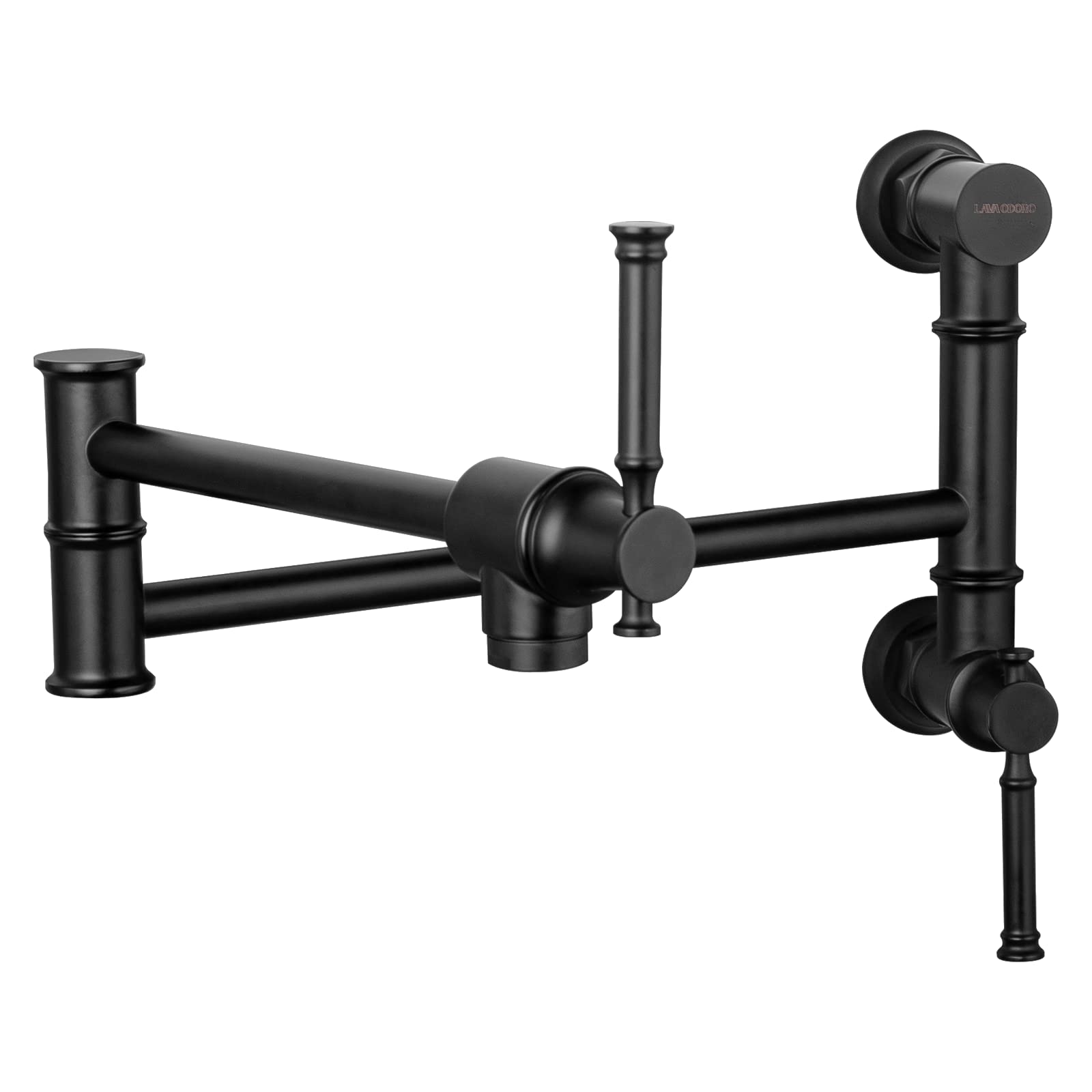 Premium Matte Black Pot Filler Faucet - 2 Attachment Wall Mount Kitchen Faucet with Swing Arm for Modern Homes | Perfect for Soup Pots, Pasta Cooking & Large Batch Meal Prep (Model PF312-MB)
