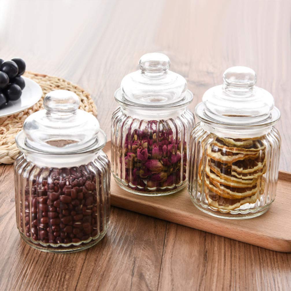 Hemoton 16oz Glass Honey Jar with Airtight Lid - Clear Food Storage Container for Jam, Spices, Sugar & More - Perfect for Kitchen, Pantry & DIY Gifts