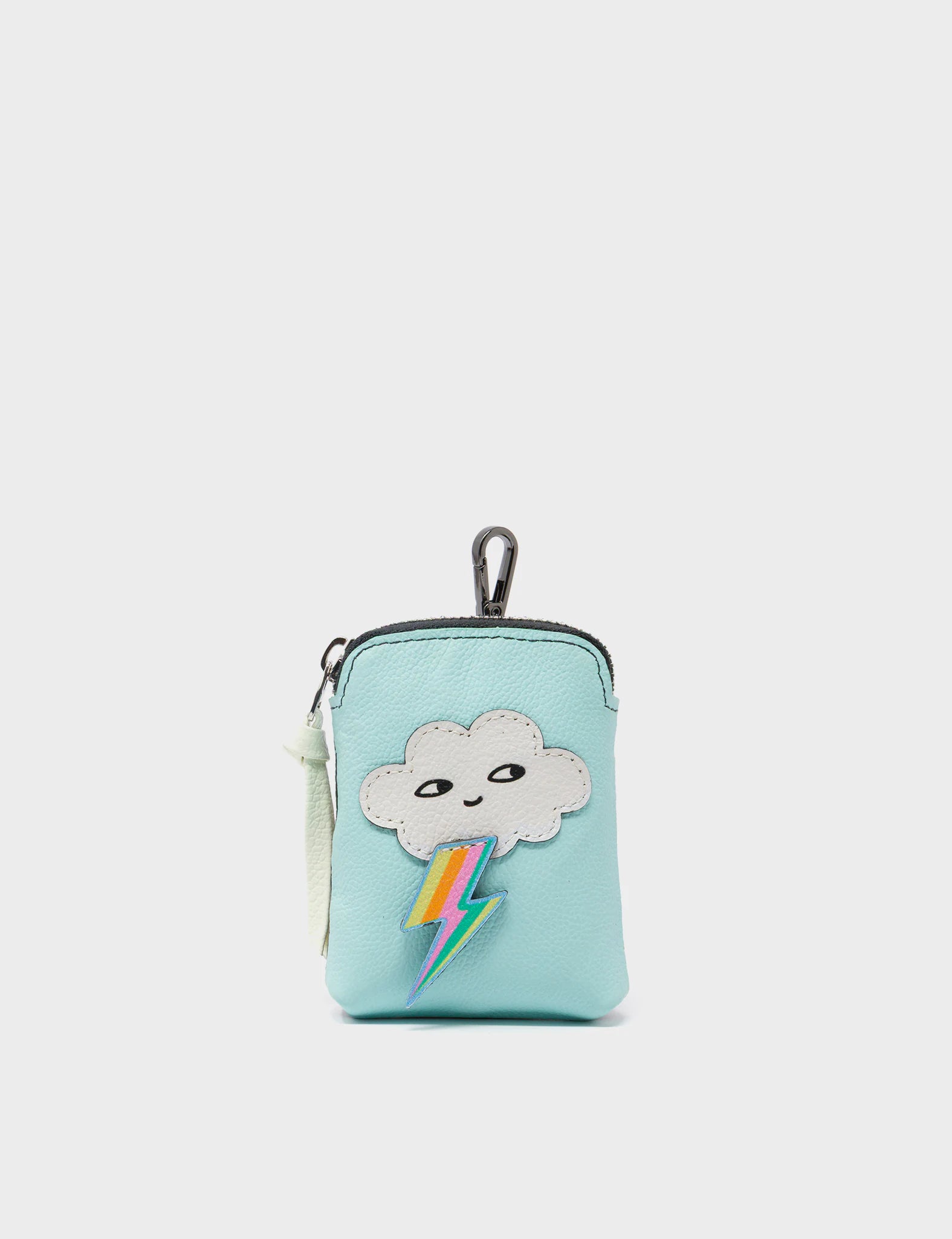 Florence Pouch Charm Keychain - Water Ballet Blue Leather with Cloud Applique | Stylish Accessory for Bags, Keys & Gifts