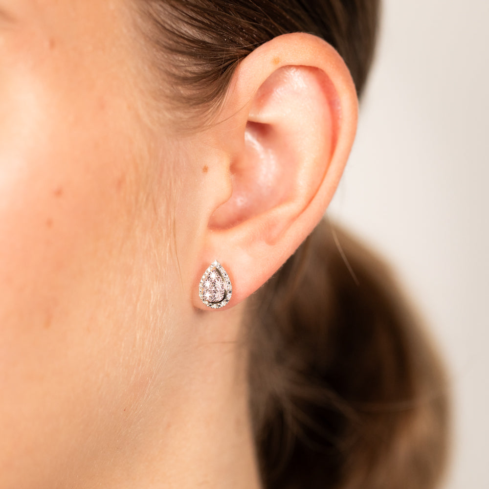 9ct Yellow Gold 1/6 Carat Diamond Pear Stud Earrings for Women - Elegant Dangle Drop Earrings for Wedding, Party & Everyday Wear