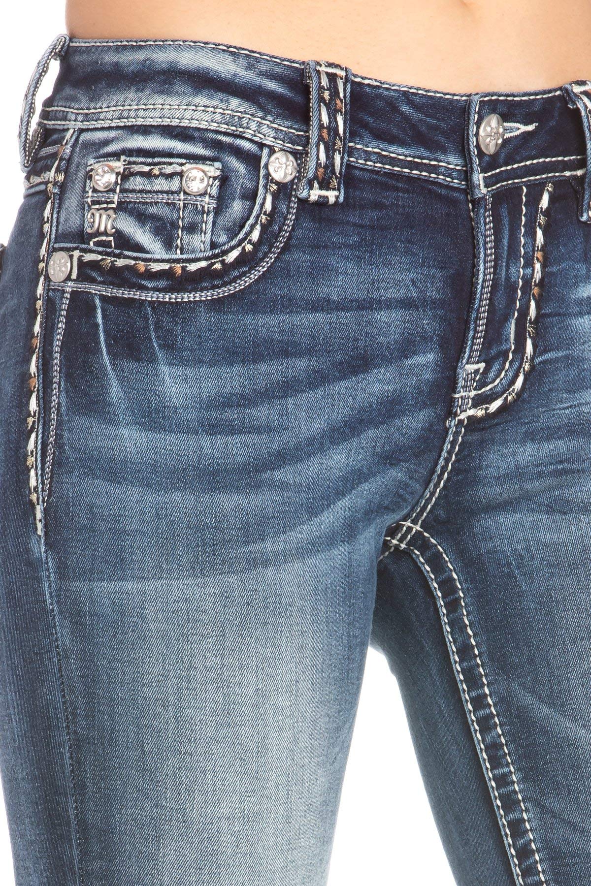 Miss Me Women's Embroidered Bootcut Jeans - Stretch Denim Pants with Floral Design for Casual & Night Out | Perfect for Date Nights, Parties & Everyday Wear