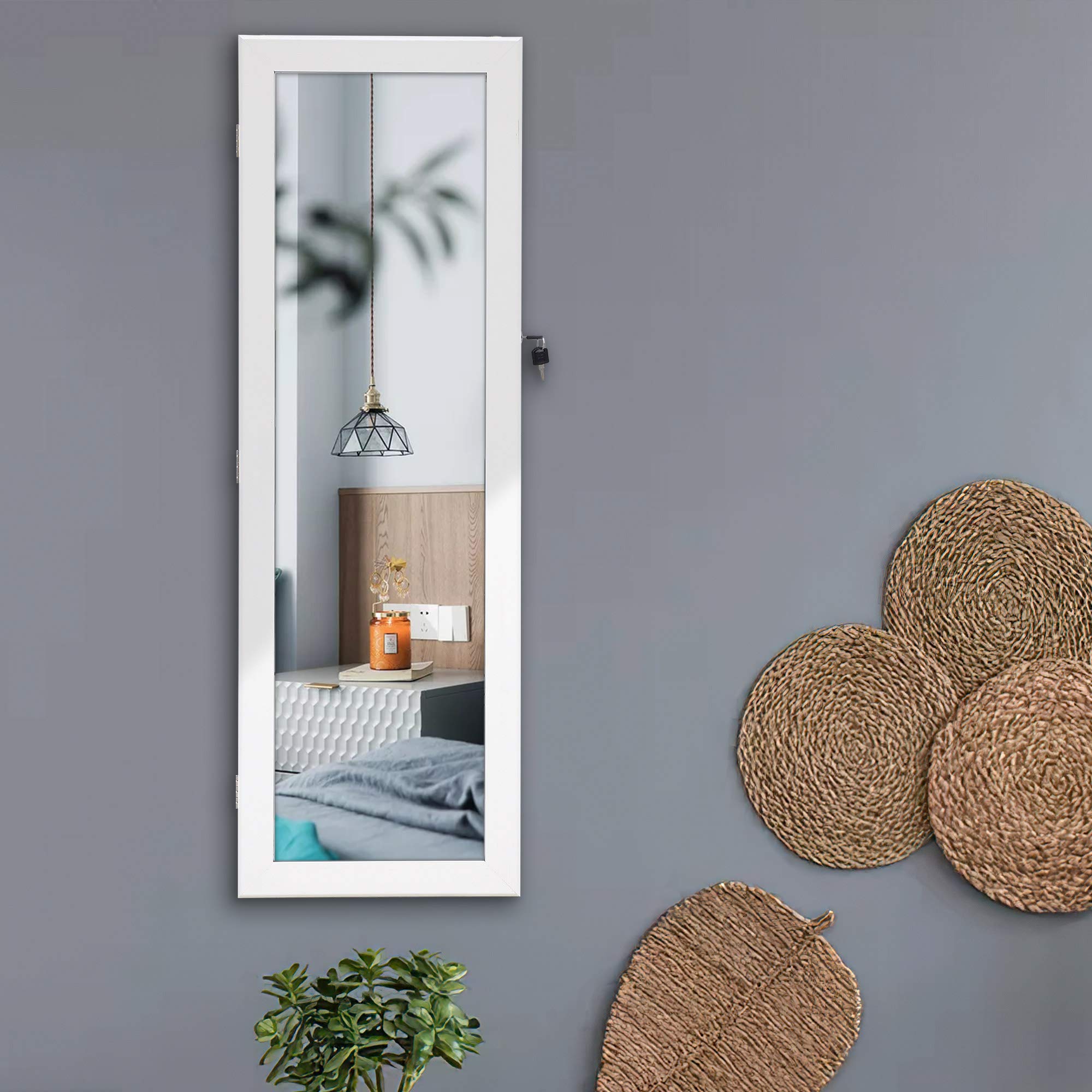 Fashion Jewelry Storage Mirror Cabinet - Hanging Door/Wall Organizer for Bedroom