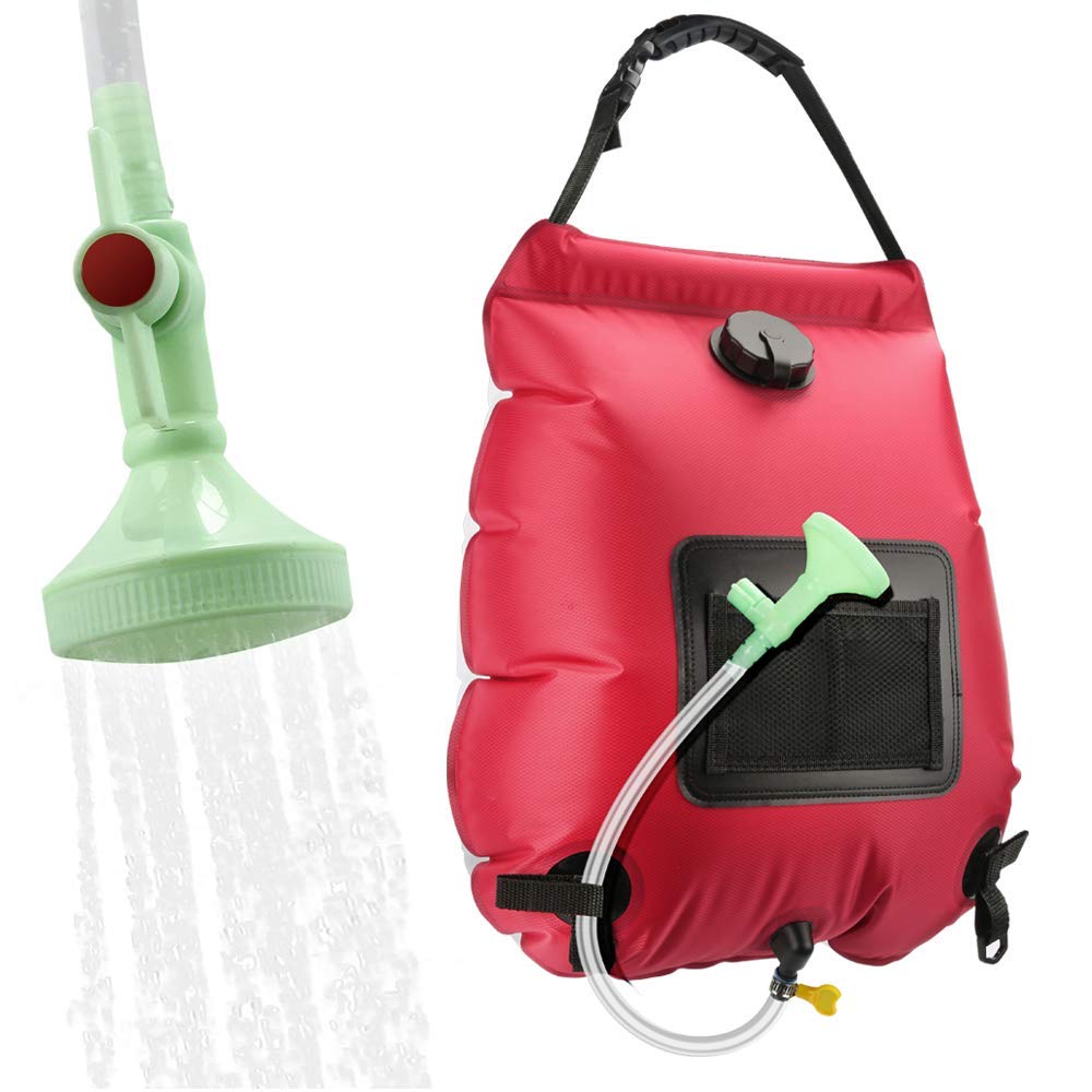 5 Gallon Solar Shower Bag - 20L Portable Camping Shower with Removable Hose & On/Off Switchable Shower Head | Perfect for Beach, Swimming, Hiking, RV Trips & Outdoor Adventures | Lightweight Solar Heated Water Bag for Camping, Travel & Emergency Use