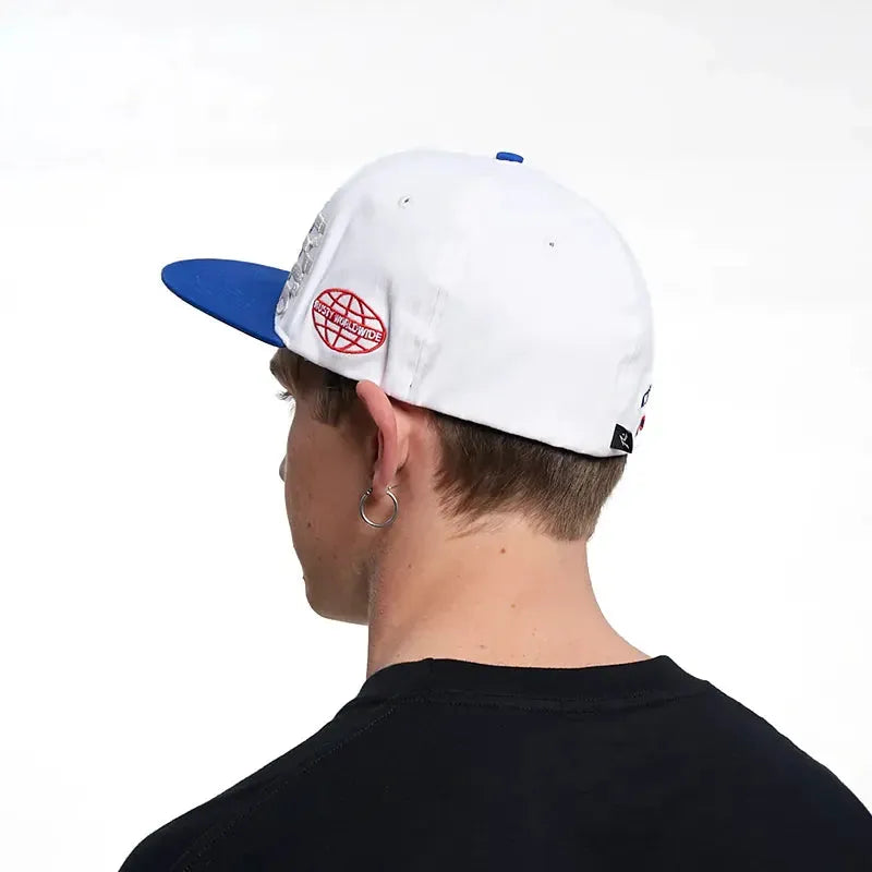 Rusty Joshua Racer Cap - Blue & White Snapback Baseball Hat for Men & Women | Casual Streetwear, Sports, Outdoor Activities