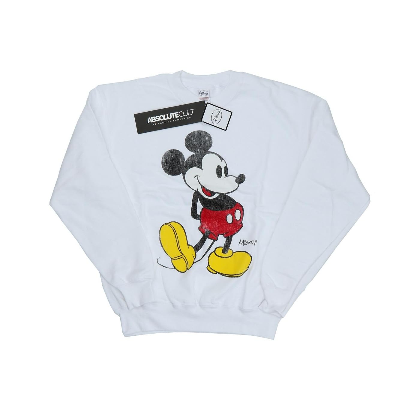 Disney Mickey Mouse Classic Kick Sweatshirt for Men - Medium Size, White | Casual Wear, Lounge Outfit, Gift for Disney Fans