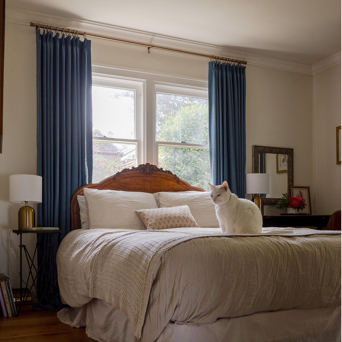 Pinch Pleated Blackout Curtains - 100% Linen Fabric, Thermal Insulated, Noise Reducing for Bedroom & Living Room - Modern Custom Drapes in Natural Beige & White - Perfect for Home Theater, Nursery & Light-Sensitive Sleepers