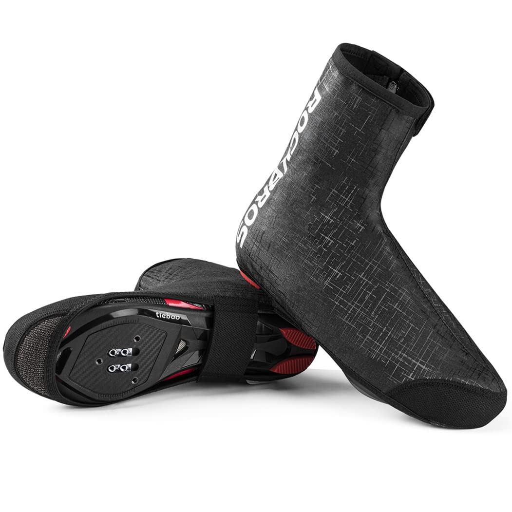 ROCKBROS Thermal Windproof Cycling Shoe Covers - Fleece-Lined Bike Shoe Warmers for Mountain & Road Biking in Cold Weather - Perfect for Winter Cycling and Outdoor Sports