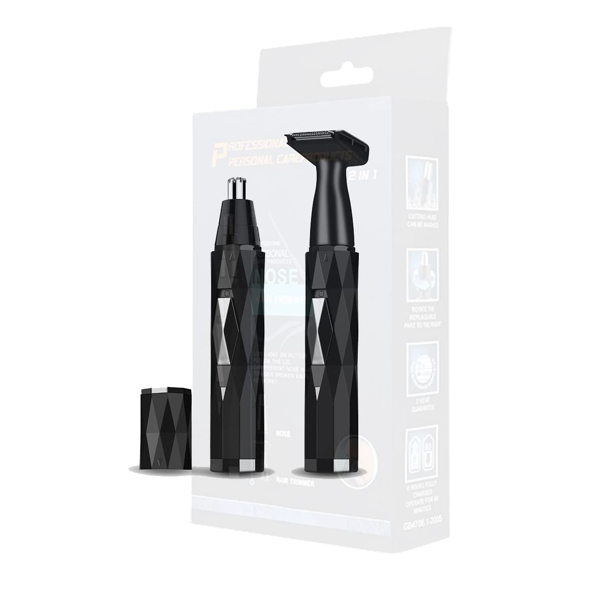 Professional USB Rechargeable Nose and Ear Hair Trimmer for Men & Women - 2-in-1 Painless Design with Water Resistant Dual Edge Blades - Perfect for Travel, Grooming & Personal Care