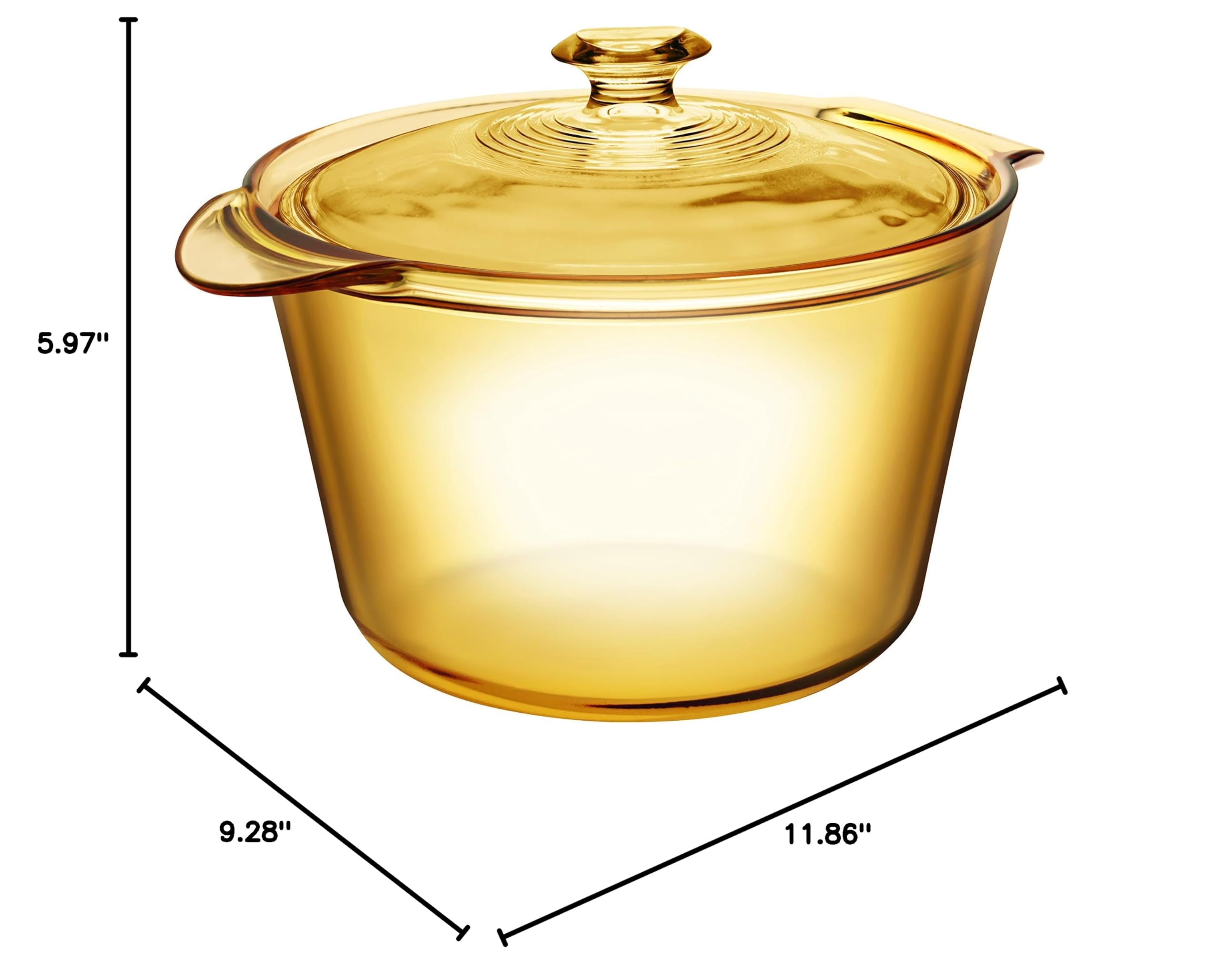 Visions 3.8 Liter Pyroceram Flair Cookpot with Glass Lid - Brown Stovetop & Oven Safe Pot for Soups, Stews & Slow Cooking - Perfect for Family Meals & Entertaining