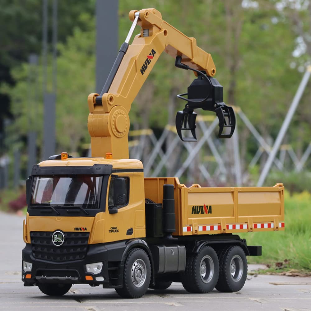 ZAVEIOP 2-in-1 1/14 Scale RC Dump Truck - 26 Channel Metal Remote Control Construction Toy with Light & Music, Realistic Simulation for Kids & Teens - Perfect for Construction Play, Birthday Gifts & Outdoor Activities