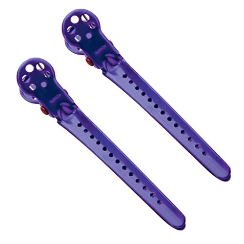 YS Park Purple Hair Sectioning L-Clips - 2 Pack Professional Hairdressing Clips for Stylists with Free Tint Brush | Perfect for Salon Styling, Hair Coloring & Braiding