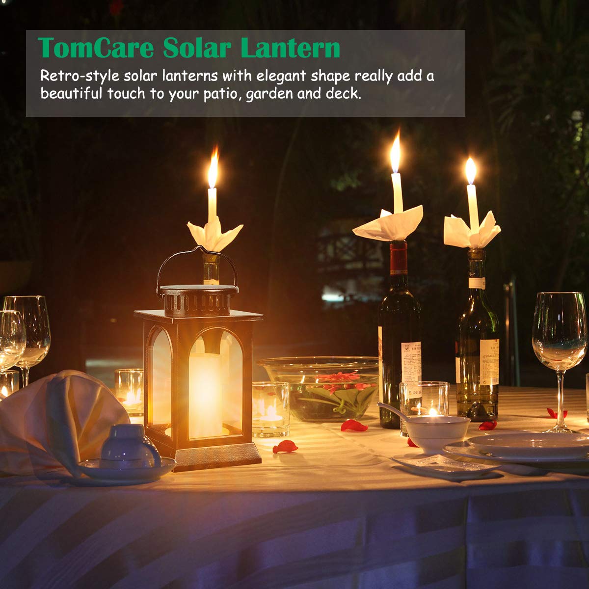TomCare Solar Torch Lights Outdoor - Waterproof Flickering Flame Solar Lights for Garden, Patio, Yard - Decorative Landscape Lighting for Pathways, Poolside & Backyard Parties