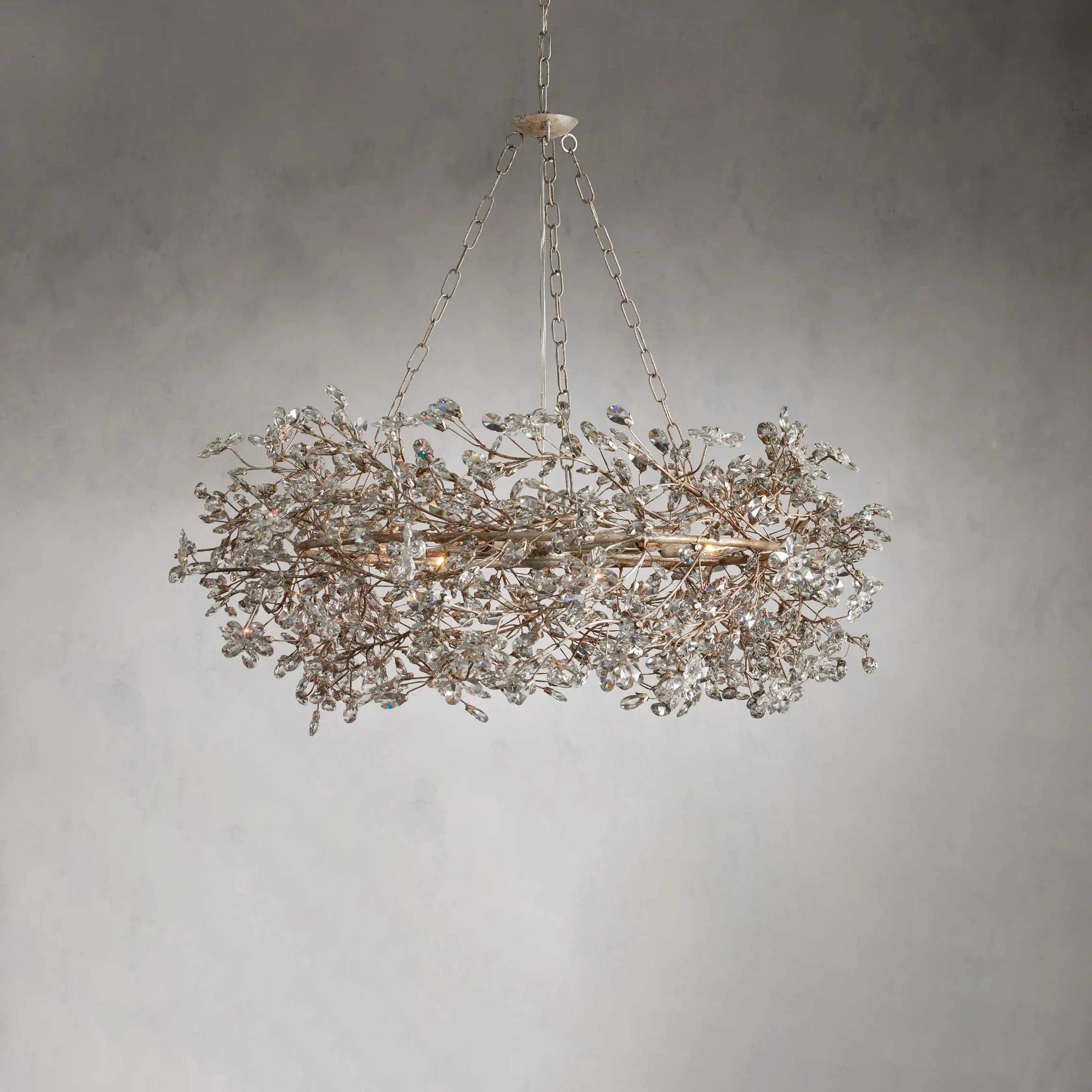 Fiore Crown Chandelier - 39/48/60 Inch Modern Crystal Ceiling Light Fixture for Dining Room, Living Room & Bedroom | Elegant Home Decor Lighting