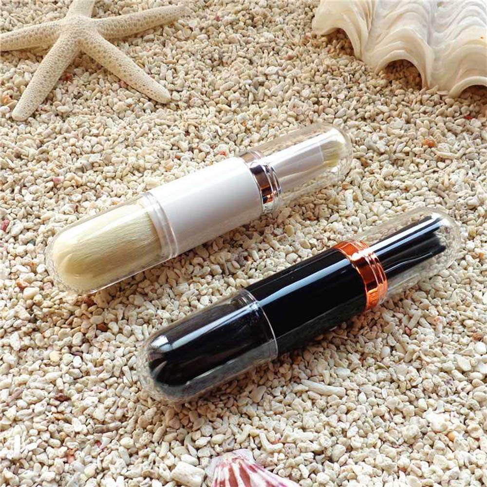 4 in 1 Portable Makeup Brush Set - Retractable Eye Shadow, Lip, Toning & Powder Brushes for Travel & On-the-Go Touch Ups