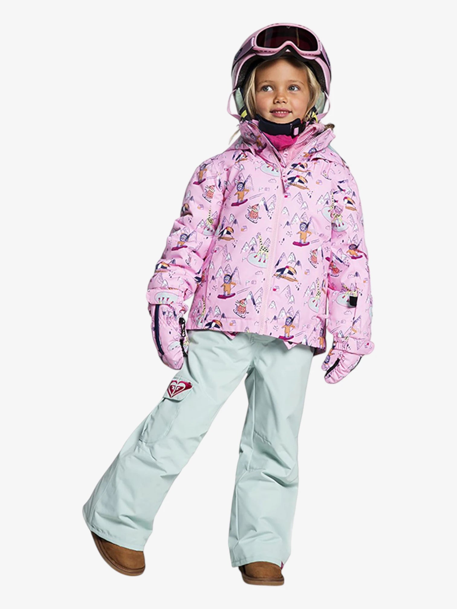 Roxy Snow Mini Jetty Pink Print Women's Winter Jacket - Waterproof & Warm Snowboarding Coat for Skiing & Outdoor Activities