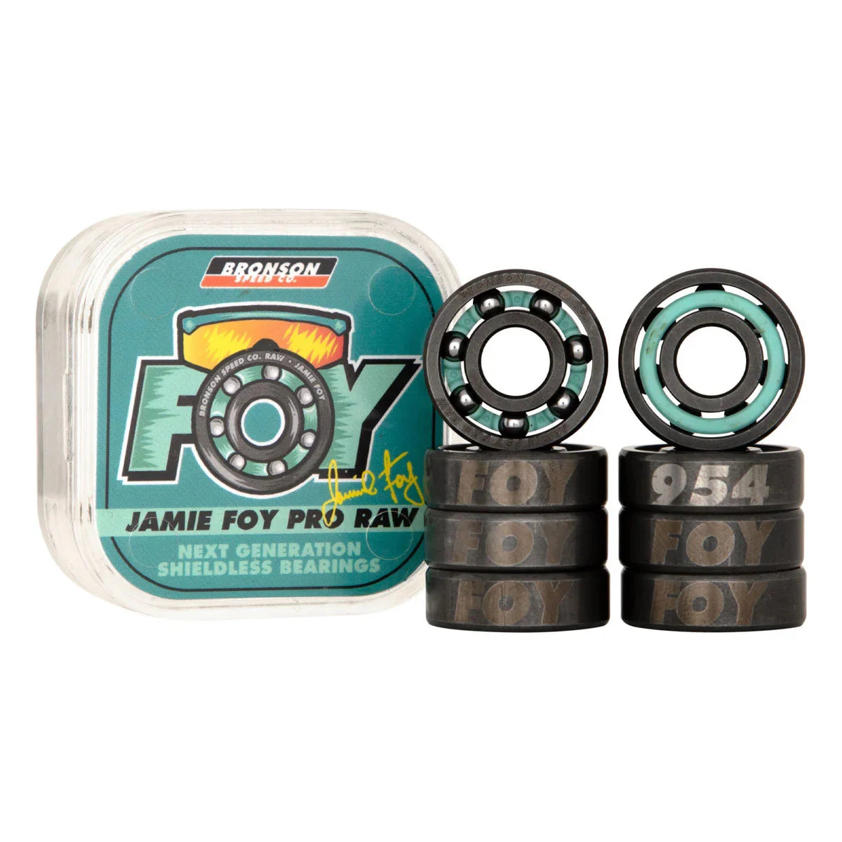 Bronson Jamie Foy Pro Raw Bearings - High Performance Skateboard Bearings for Street & Park Skating - Smooth Ride for Tricks & Long Distance