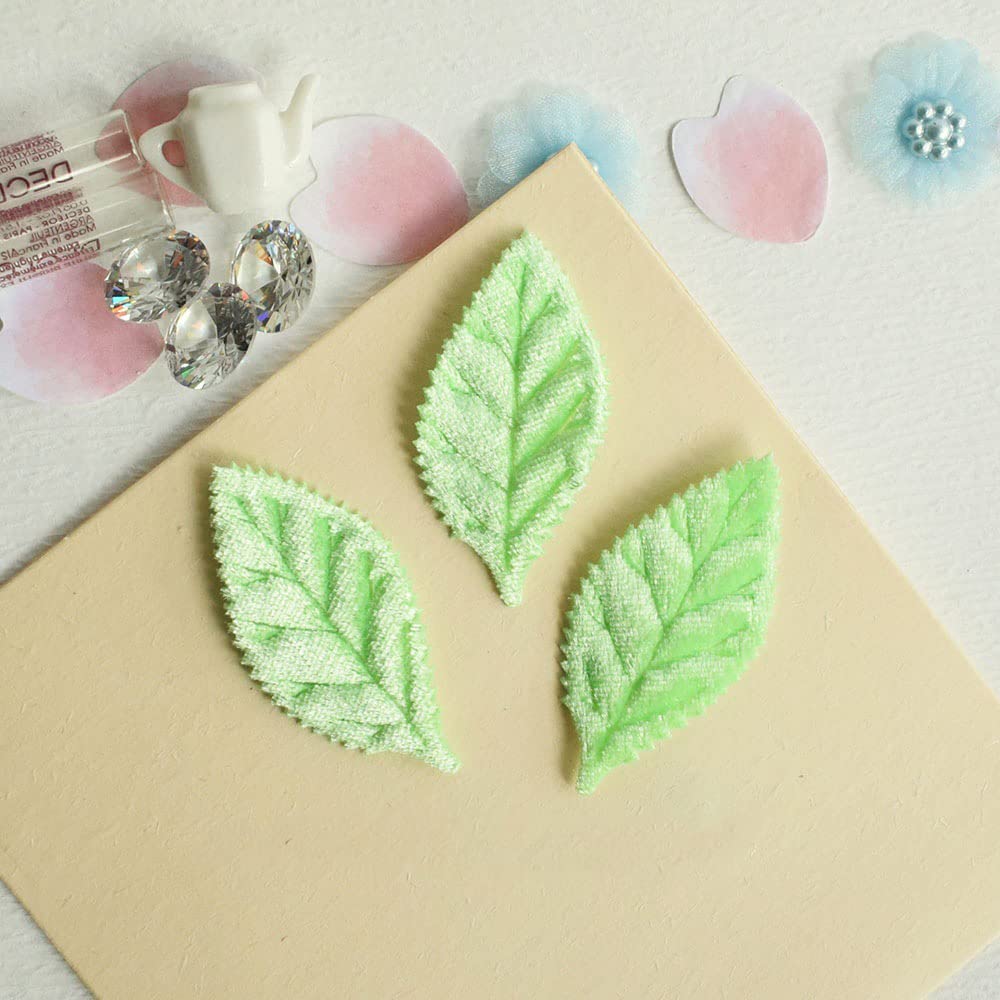 YYCRAFT 90-Piece Green Felt Velvet Leaf Appliques for DIY Crafts - 2-Sided Padded Leaves for Sewing, Scrapbooking & Home Decor