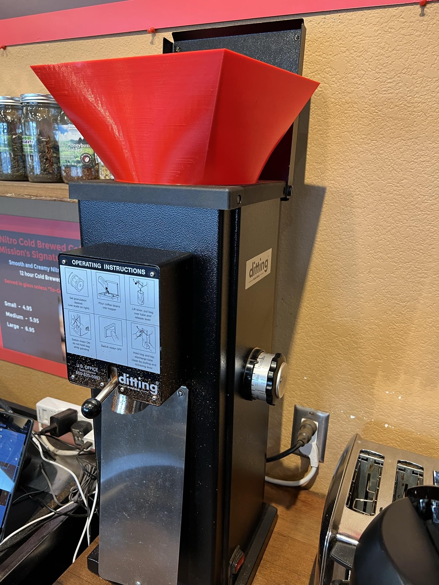 5LB Expansion Hopper for Ditting 1203 & 1403 Commercial Coffee Grinders - Black Funnel Only (Grinder Not Included) | Perfect for High-Volume Coffee Shops & Specialty Cafes