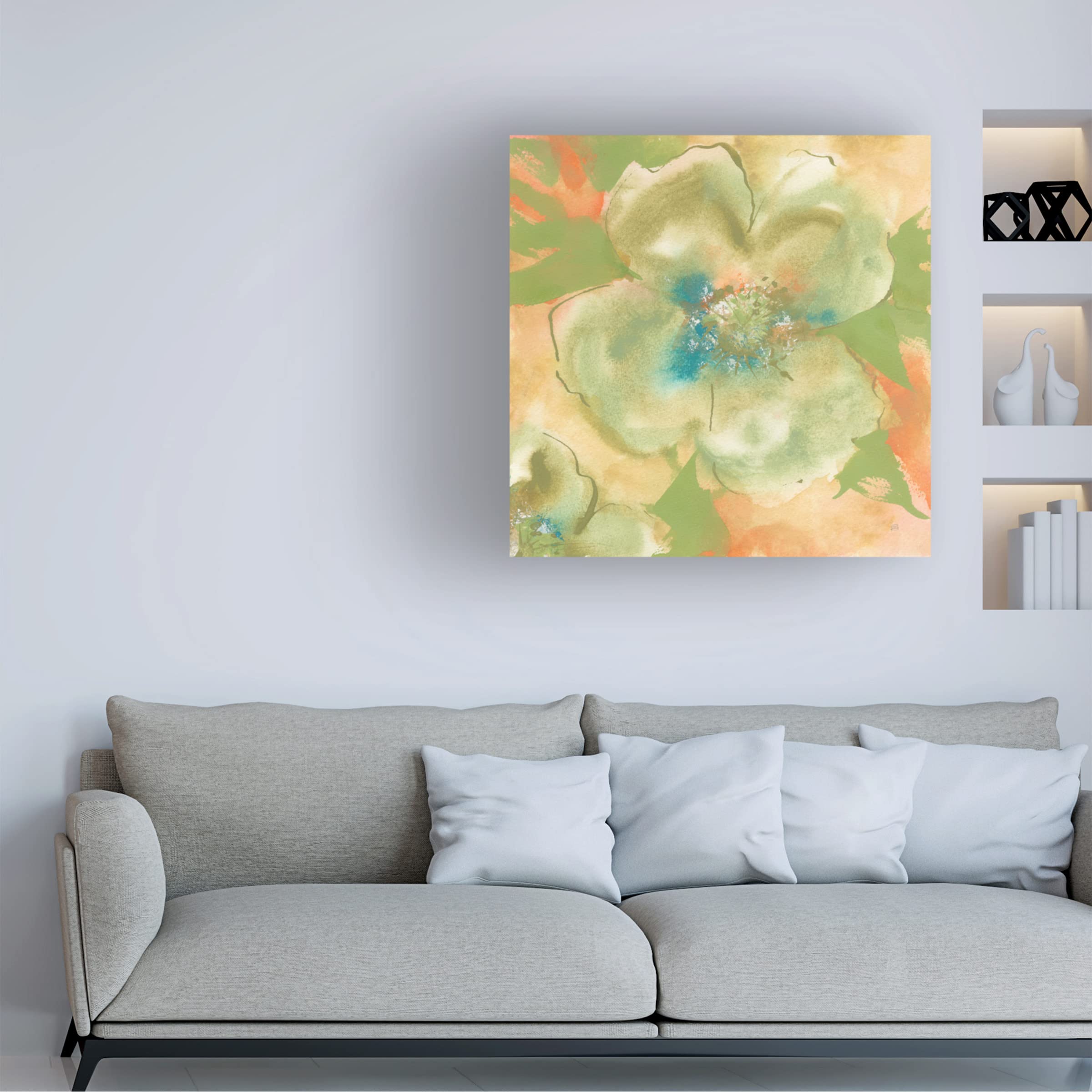 Chris Paschke Olive Poppy I Canvas Art Print - Modern Floral Wall Decor for Living Room, Bedroom & Office - Trademark Fine Art Collection