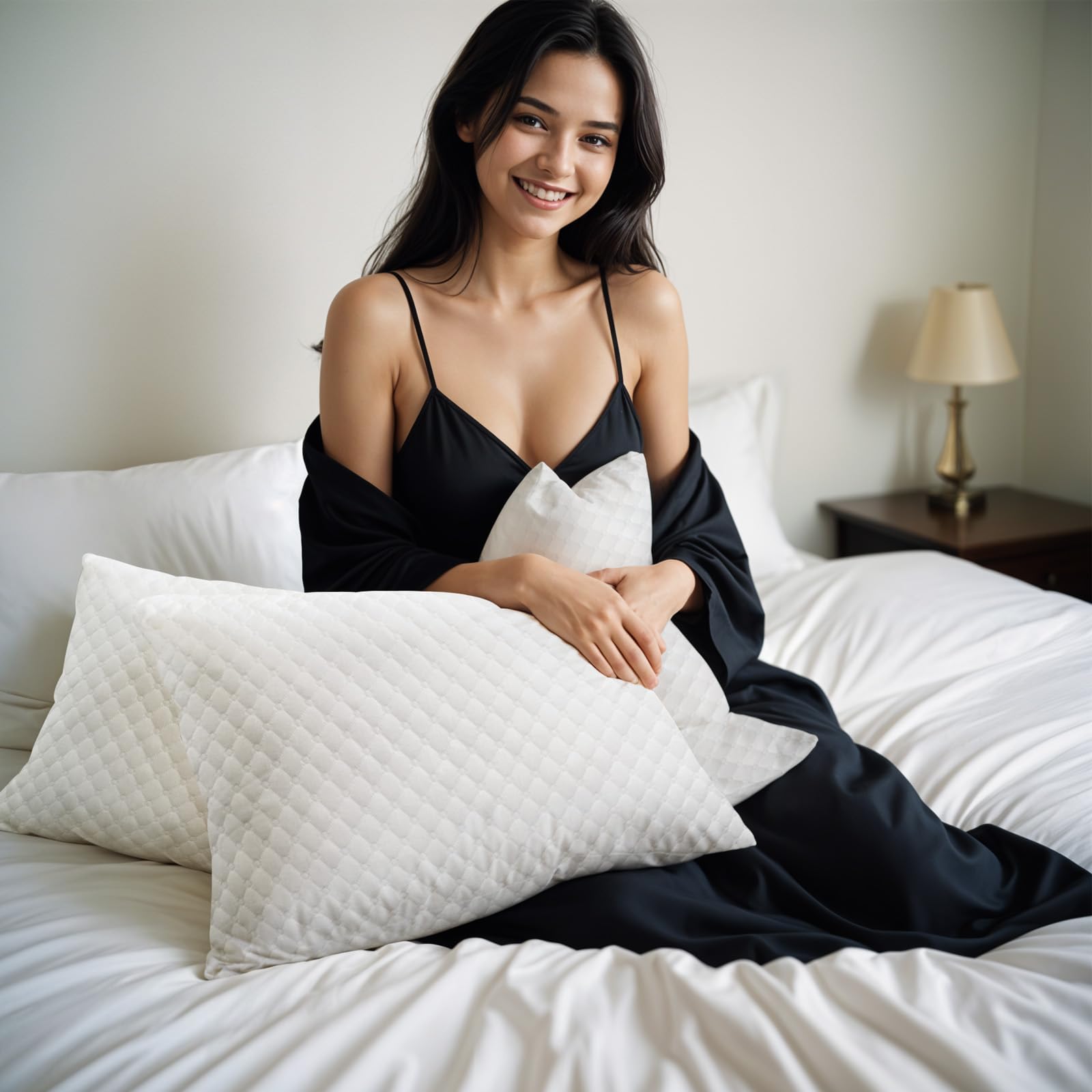 Shredded Memory Foam Pillows - Queen Size Set of 2, Cooling Bed Pillows for Side, Back & Stomach Sleepers, Adjustable Firmness with Washable Removable Cover | Perfect for Hot Sleepers, Neck Pain Relief & Better Sleep Quality