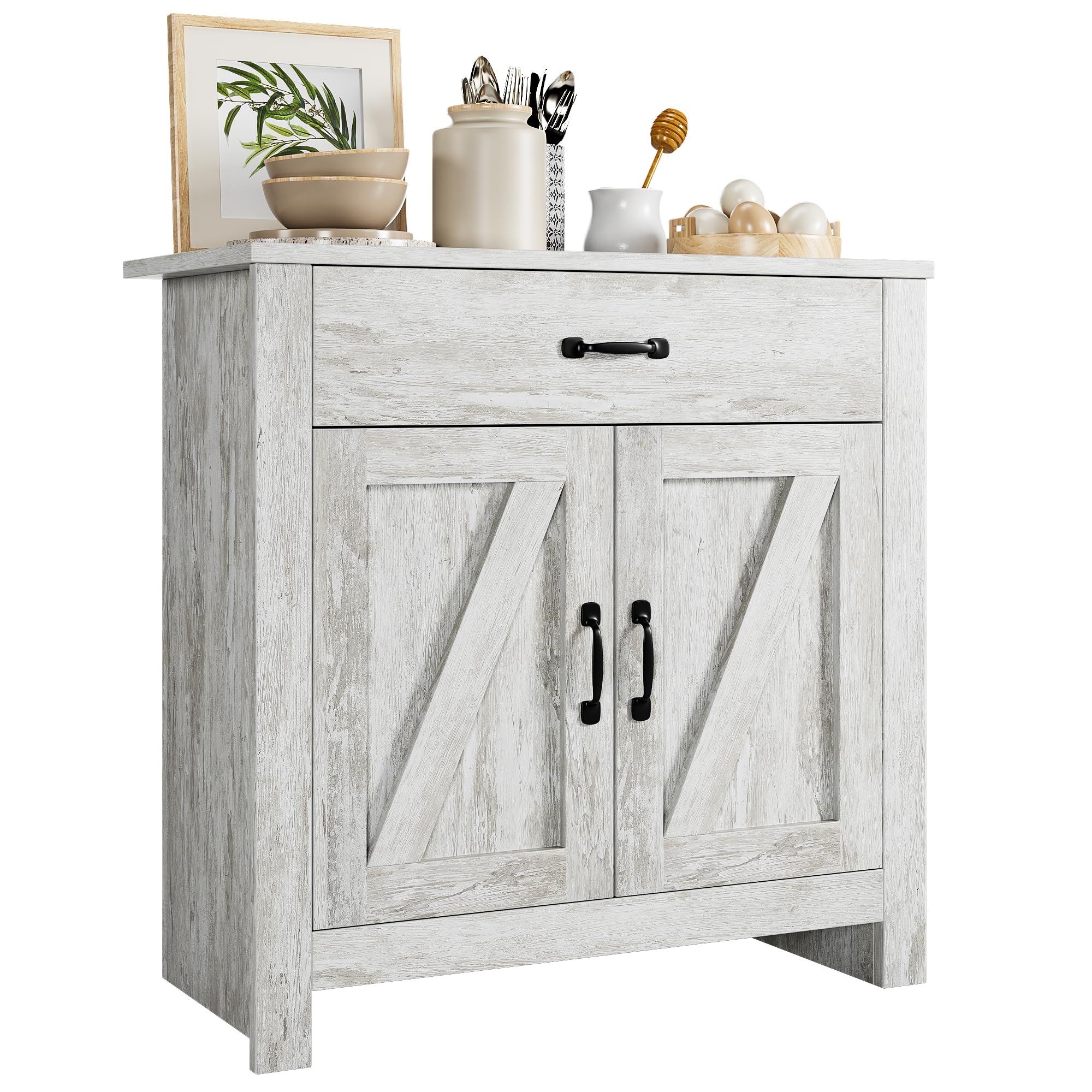 GAOMON Freestanding Kitchen Pantry Storage Cabinet with Microwave Stand - Adjustable Shelves Buffet Hutch Cupboard for Kitchen & Dining Room - Perfect for Small Spaces, Organizing Dishes & Appliances
