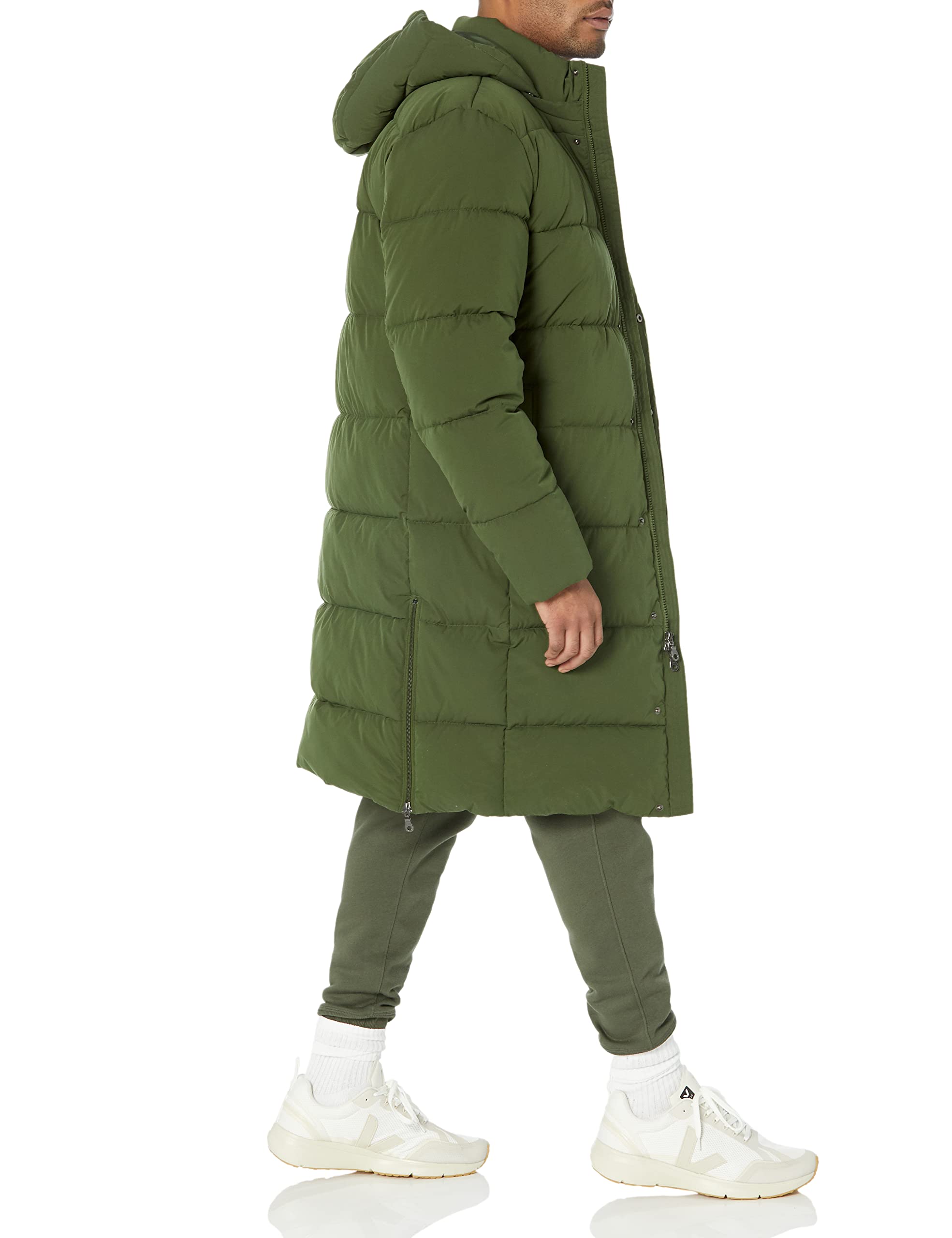 Amazon Essentials Men's Hooded Long Puffer Coat - Lightweight Winter Jacket with Water-Resistant Shell, Warm Down Alternative for Cold Weather - Perfect for Outdoor Activities & Daily Commute