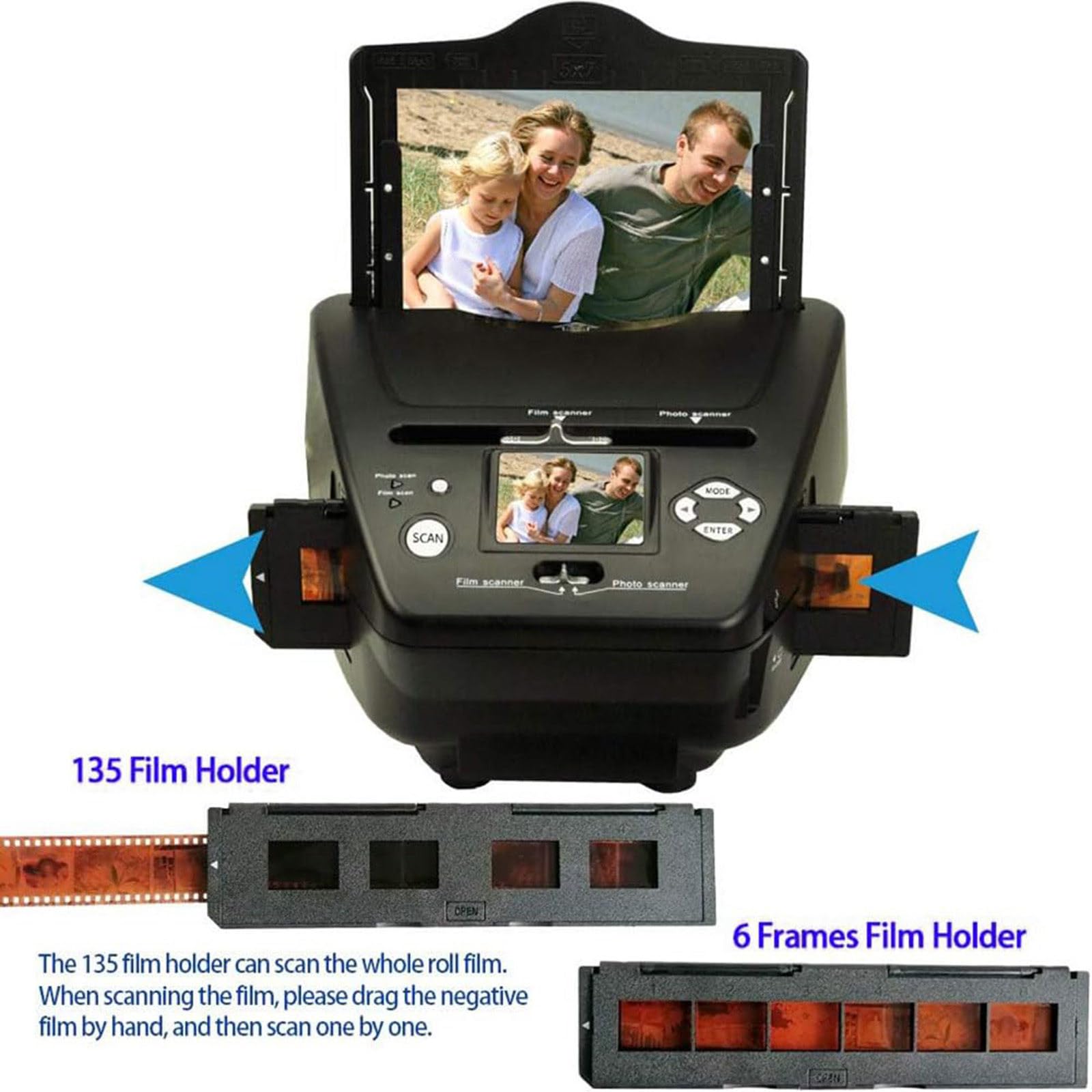 High-Speed Photo Scanner & Business Card Digitizer - 3x5/4x6/5x7 Film & Negative Scanner with OCR Software for Home Office, Archiving Old Photos, Digitizing Business Cards