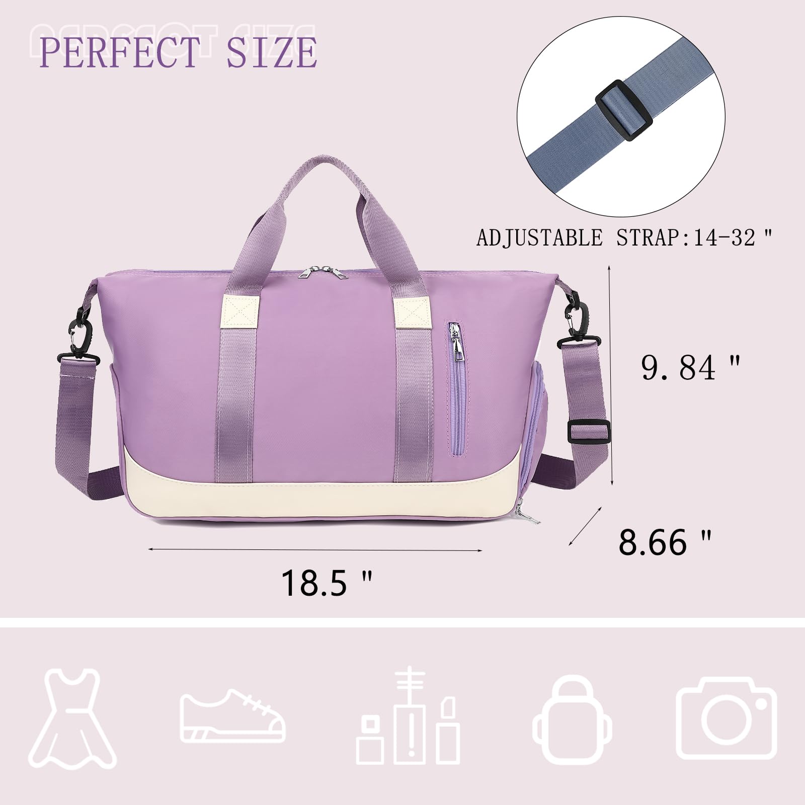 Small Sports Gym Bag & Travel Duffel Bag with Wet Pocket & Shoe Compartment - Lightweight Weekender Overnight Carry On Bag for Yoga, Workout, Gym, Travel | Perfect for Fitness Enthusiasts & Weekend Getaways