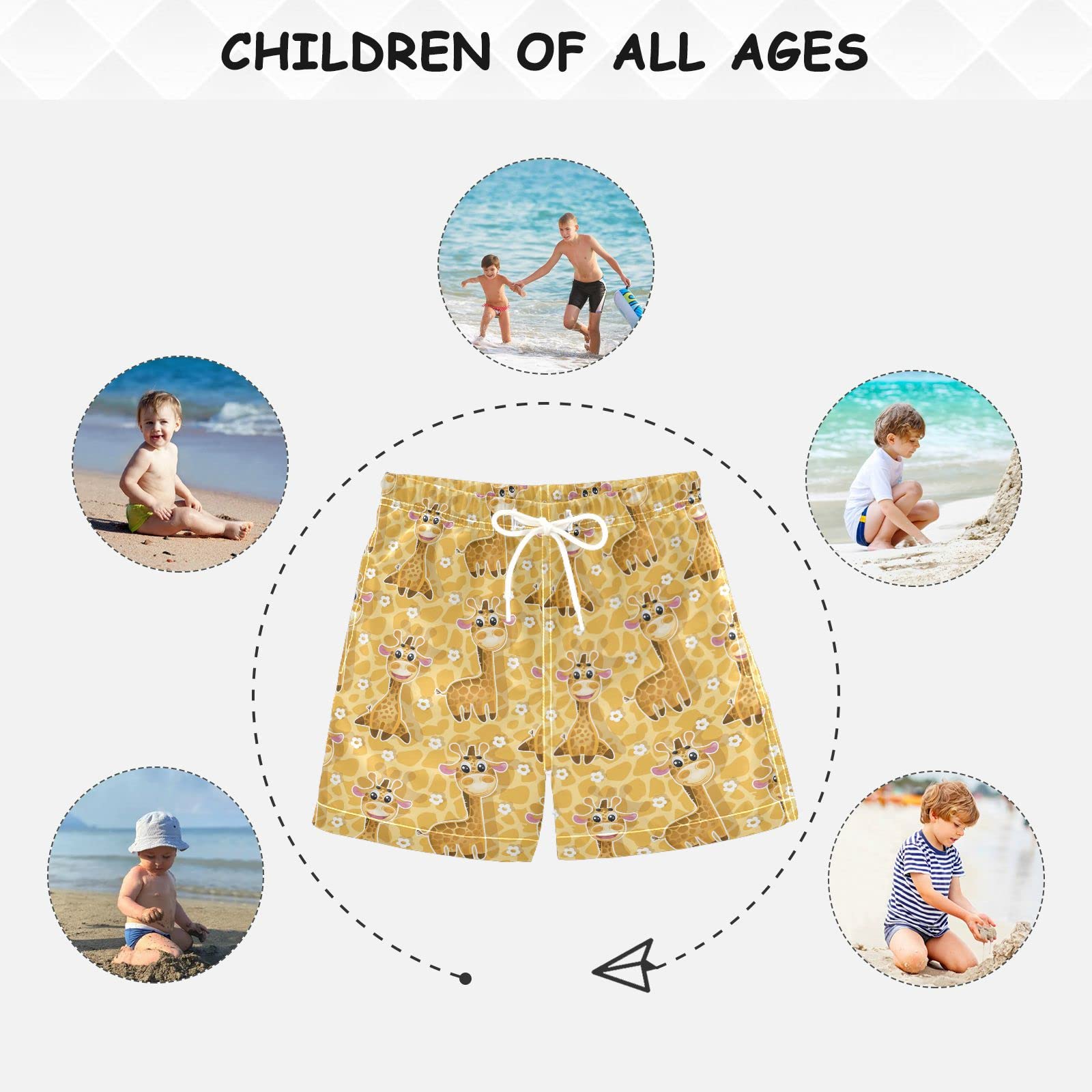 **Giraffe Print Cowhide Boys Swim Trunks for Toddlers - Quick Dry Baby Kids Swimwear with UPF 50+ Sun Protection - Perfect for Beach, Pool & Summer Water Play (Size 4T)**