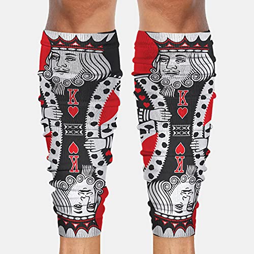 SLEEFS Calf Compression Leg Sleeves for Men & Women - Football Running Basketball Shin Support Sleeves - Shin Splint Relief & Muscle Recovery - Perfect for Athletes, Workout & Sports Performance (King of Hearts Design)