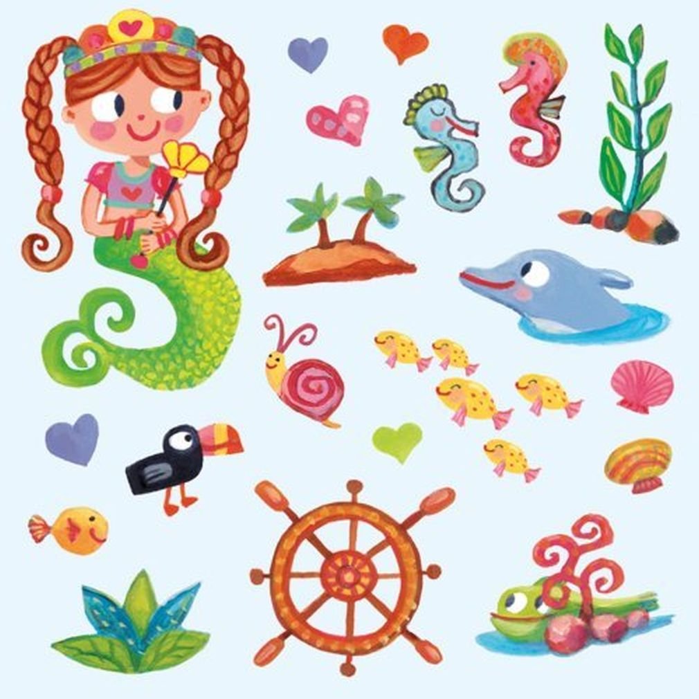 Peaceable Kingdom Reusable Mermaid Sticker Tote for Kids - Waterproof Sticker Activity Bag for Travel, Beach & Playtime - Fun Arts and Crafts Gift for Girls Ages 4-8