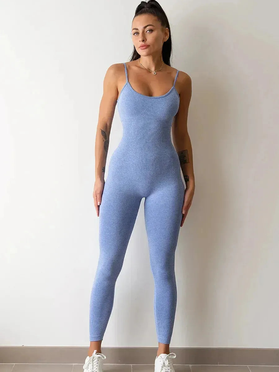Seamless Yoga Jumpsuit for Women - High Waisted Workout Leggings with Hip Lifting Straps, Gym Bodysuit & Running Tracksuit for Fitness, Yoga & Sports | Perfect for Yoga Studio, Gym Workouts & Running