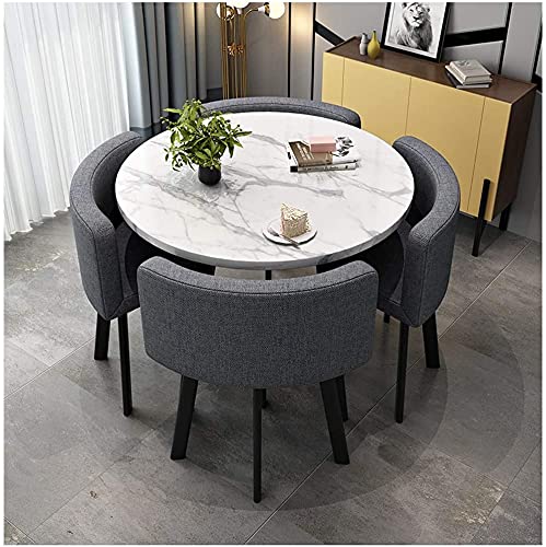 Elegant Marble Dining Table and Chair Set - 4-Piece Modern Kitchen & Living Room Furniture for Small Spaces | Perfect for Balcony, Breakfast Nook & Compact Apartments
